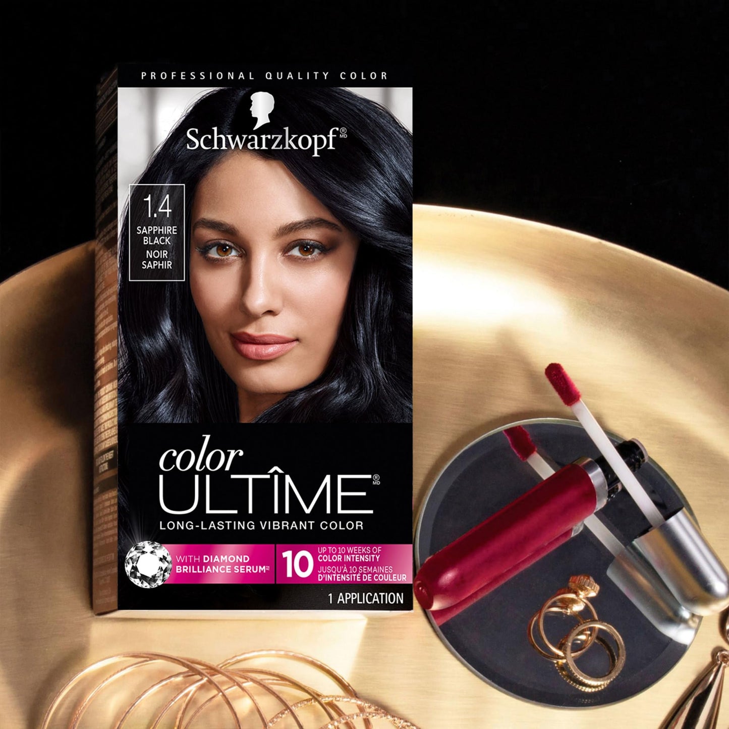Schwarzkopf Color Ultime 1.4 Sapphire Black Hair Dye | Permanent Hair Color for Vivid Intensity & Fade-Resistant Shine Up to 10 Weeks, 1 Application