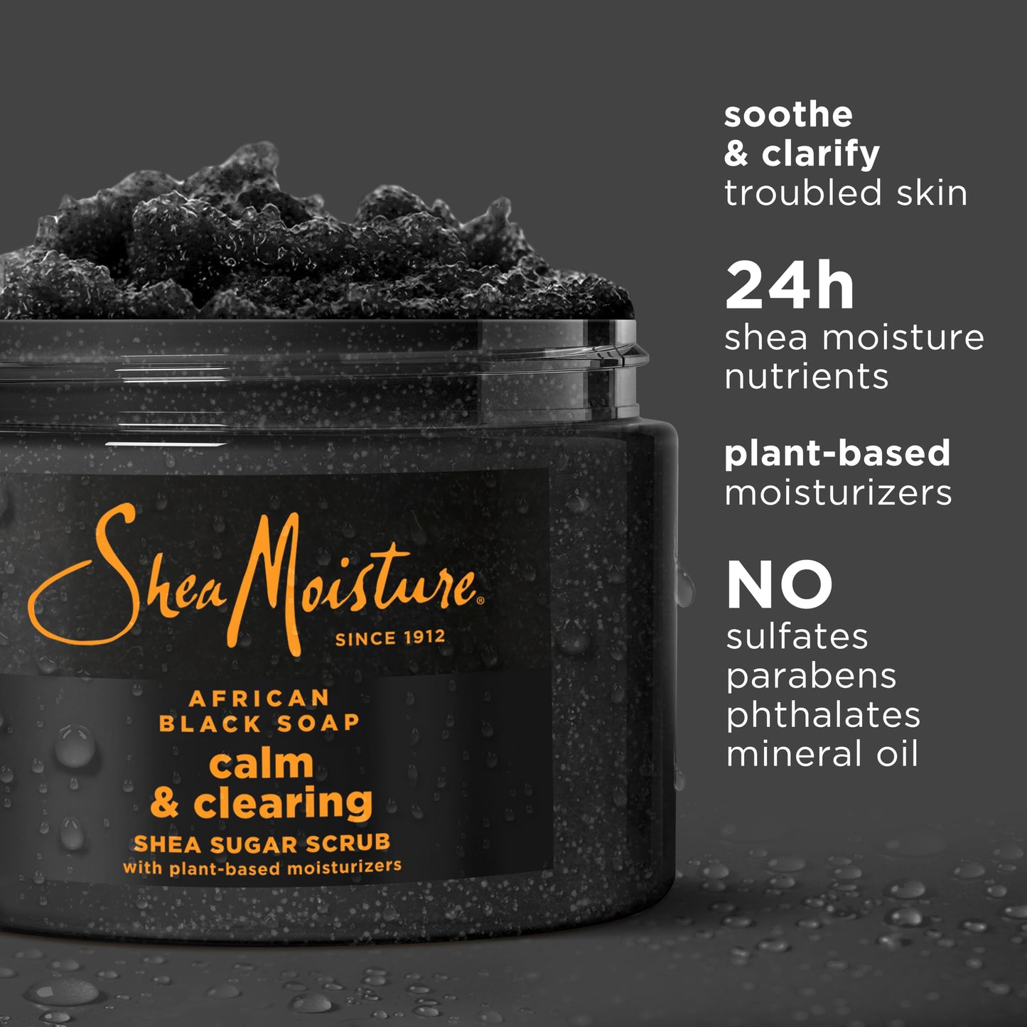 SheaMoisture Sugar Body Scrub African Black Soap for healthy, glowing skin African black soap with 24h shea moisture nutrients 12 oz