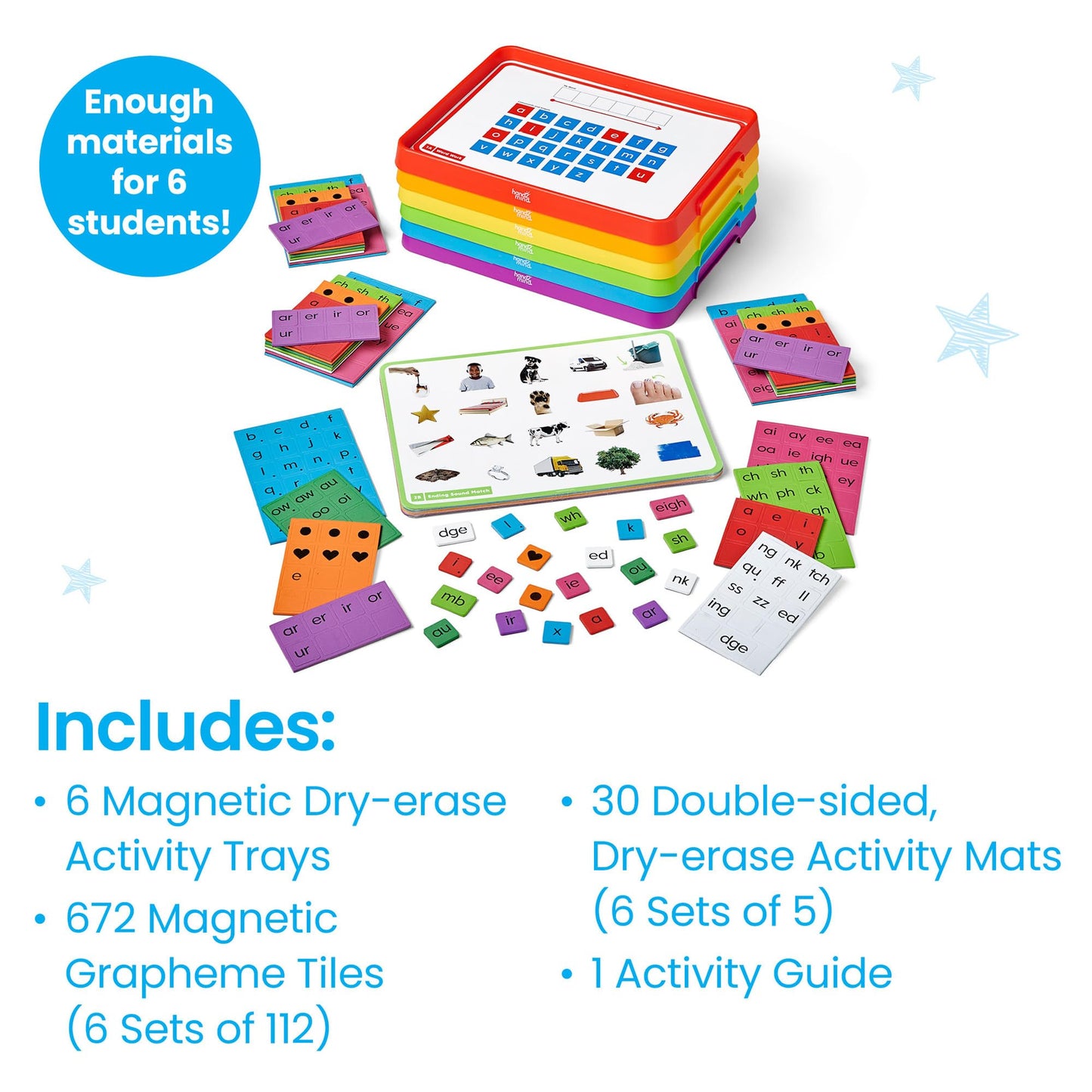 hand2mind Phonics Word Work Small Group Set – Magnetic Letters & Trays for Kindergarten, Phonemic Awareness & Science of Reading