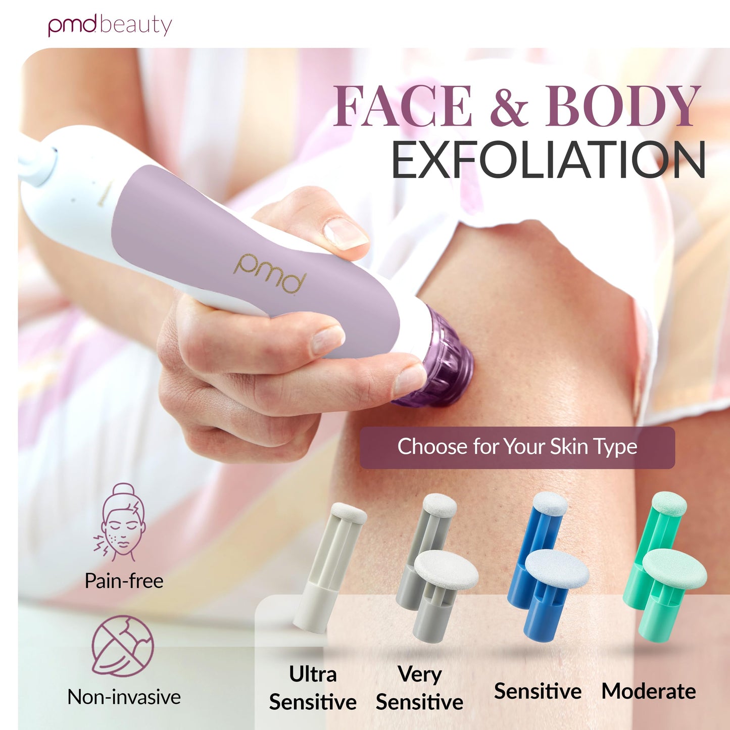 PMD Personal Microderm Classic for At-Home Use, Facial Exfoliator Tool, Microdermabrasion Machine Kit for Face and Body Skincare, Lavender