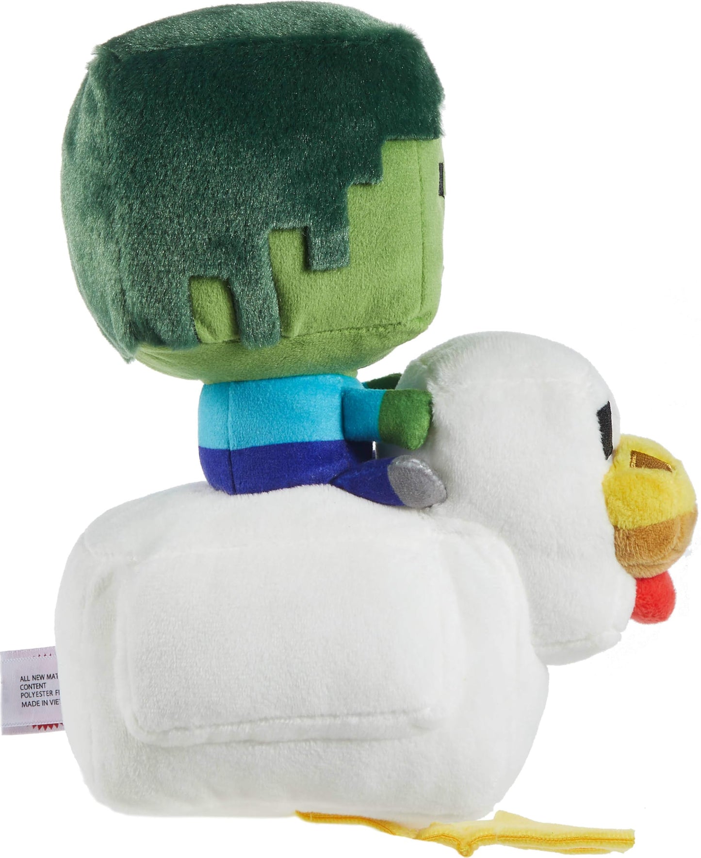 Mattel Minecraft Plush Zombie Chicken Jockey Toy, Collectible Stuffed Animal, 8-inch Soft Doll Inspired by Video Game Character