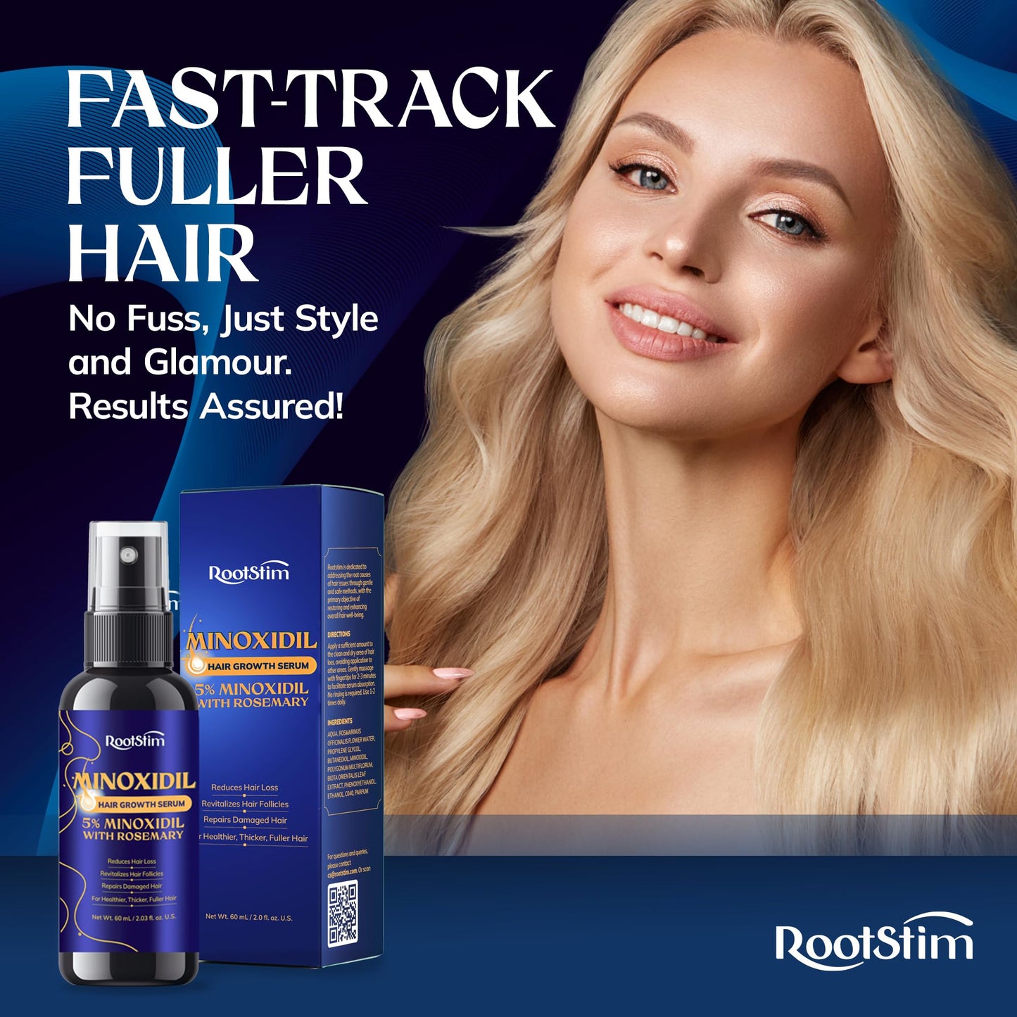 5% Minoxidil Hair Growth Serum for Men & Women – Extra Strength Hair Loss Treatment with Rosemary for Thicker, Stronger, Faster Hair Growth, 60ML