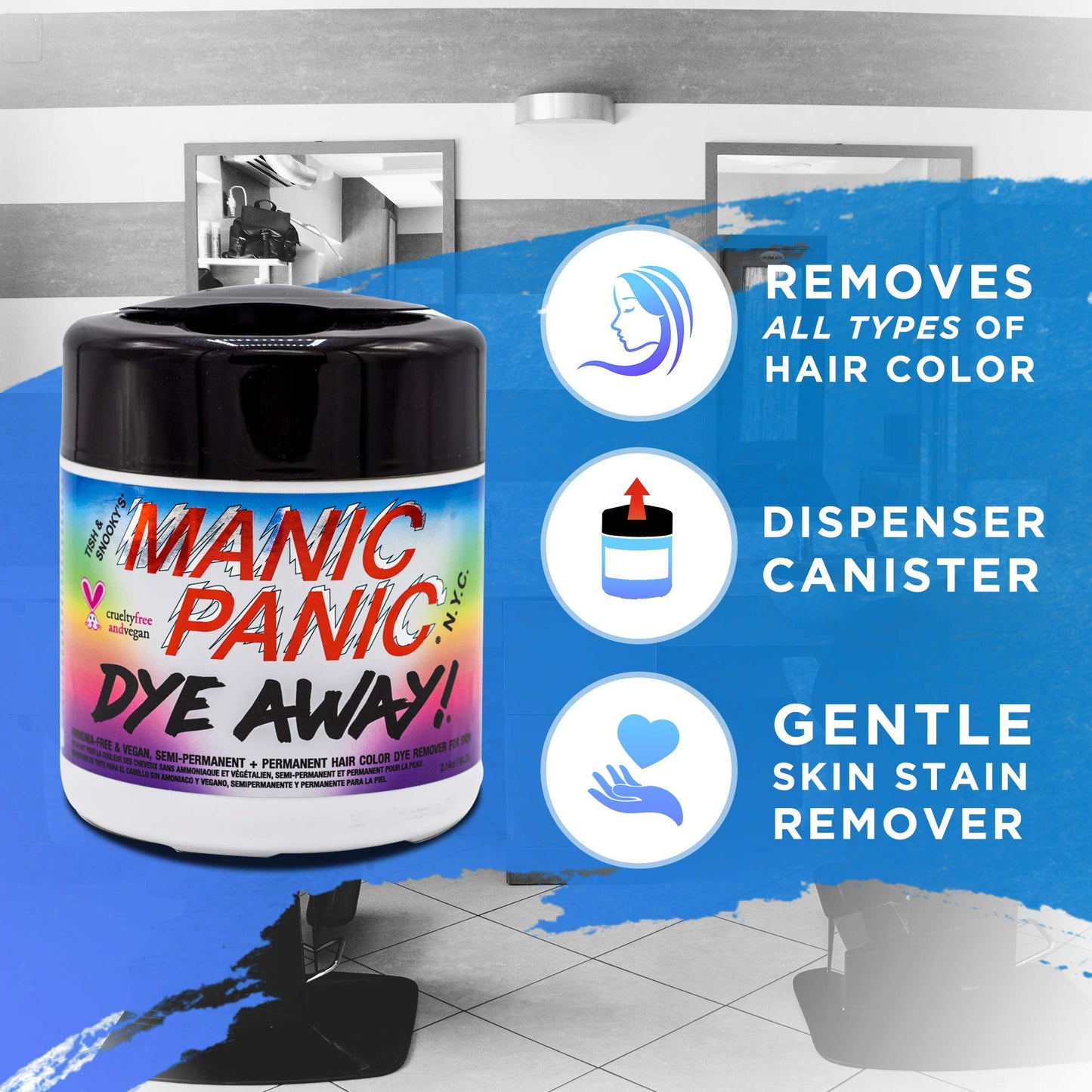 MANIC PANIC Dye Away Hair Color Remover Wipes – Ammonia-Free, Removes Semi & Permanent Dye from Skin, Vegan & Cruelty-Free, 50 Count