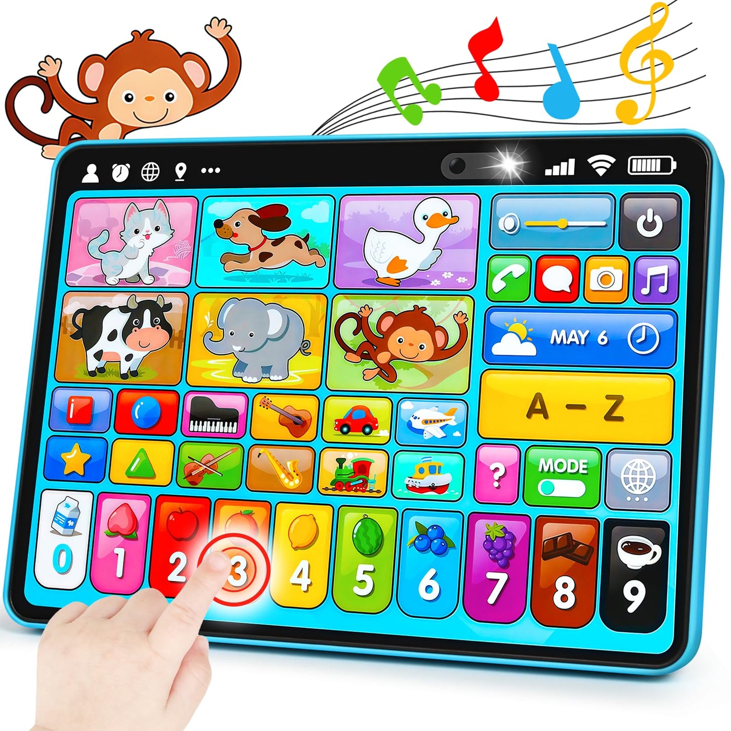 Peacurh Trilingual Learning Toy Tablet with Music & Sounds – Montessori Speech & Musical Therapy Toy for Babies & Toddlers 12-36 Months
