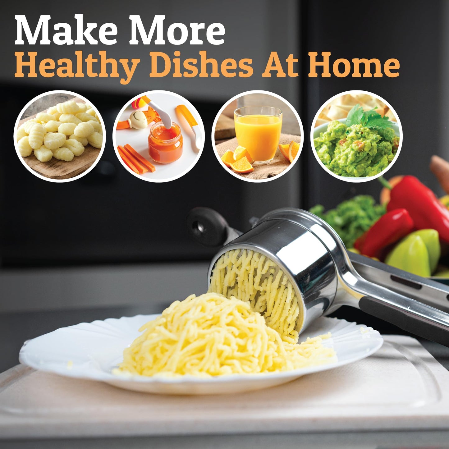 PriorityChef 15oz Potato Ricer – Heavy-Duty Stainless Steel Masher & Press for Perfect Mashed Potatoes Every Time