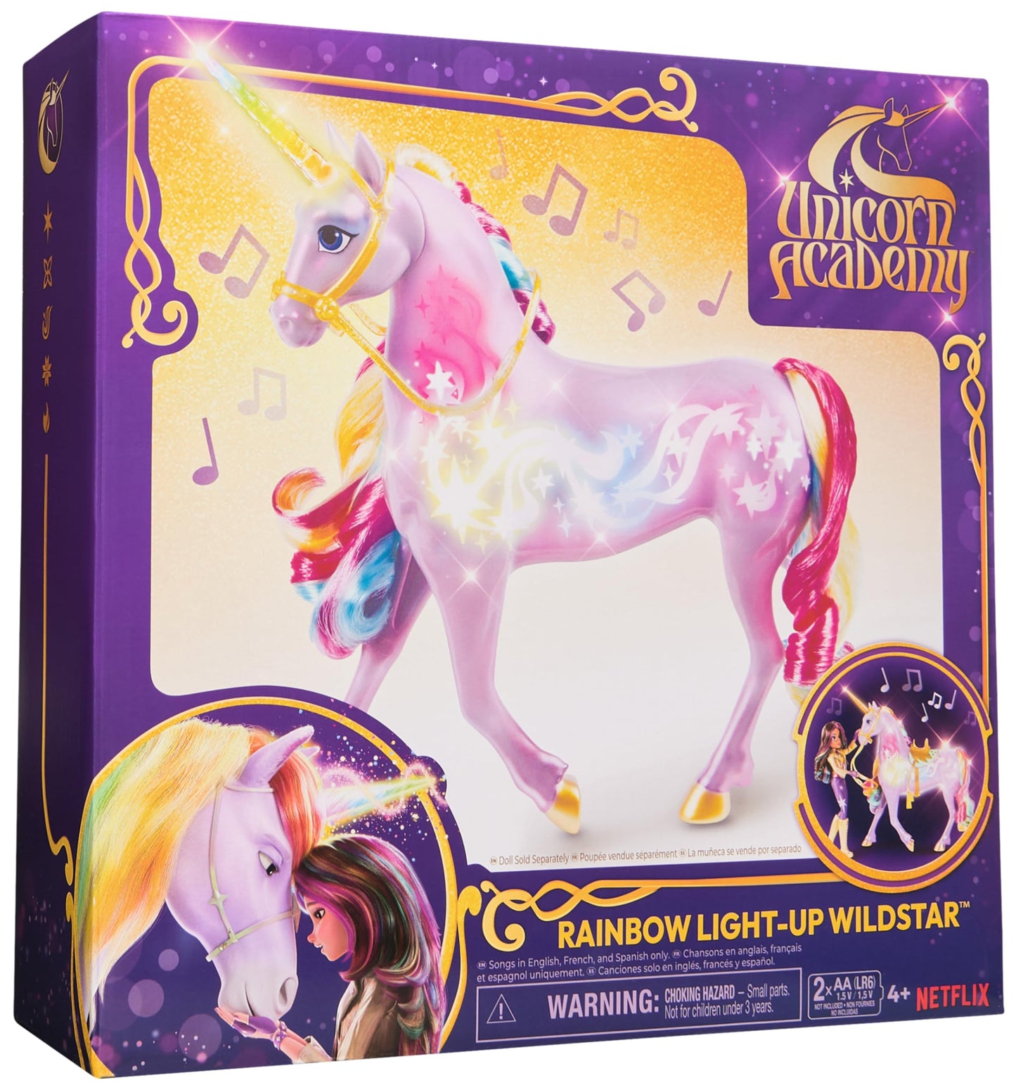 Unicorn Academy, Interactive Rainbow Light-up Wildstar with Lights, Sounds & Music, Dolls & Unicorn Toys for Girls Ages 4 and up