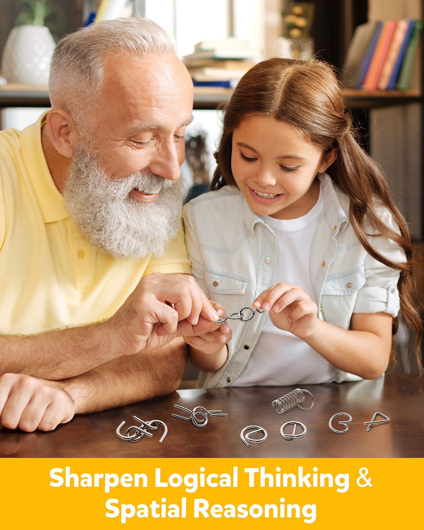 Coogam 16-Piece Metal Wire Puzzle Set with Pouch – Brain Teaser, IQ Challenge, Interlock & Chinese Ring Magic Trick Toy for Kids & Adults