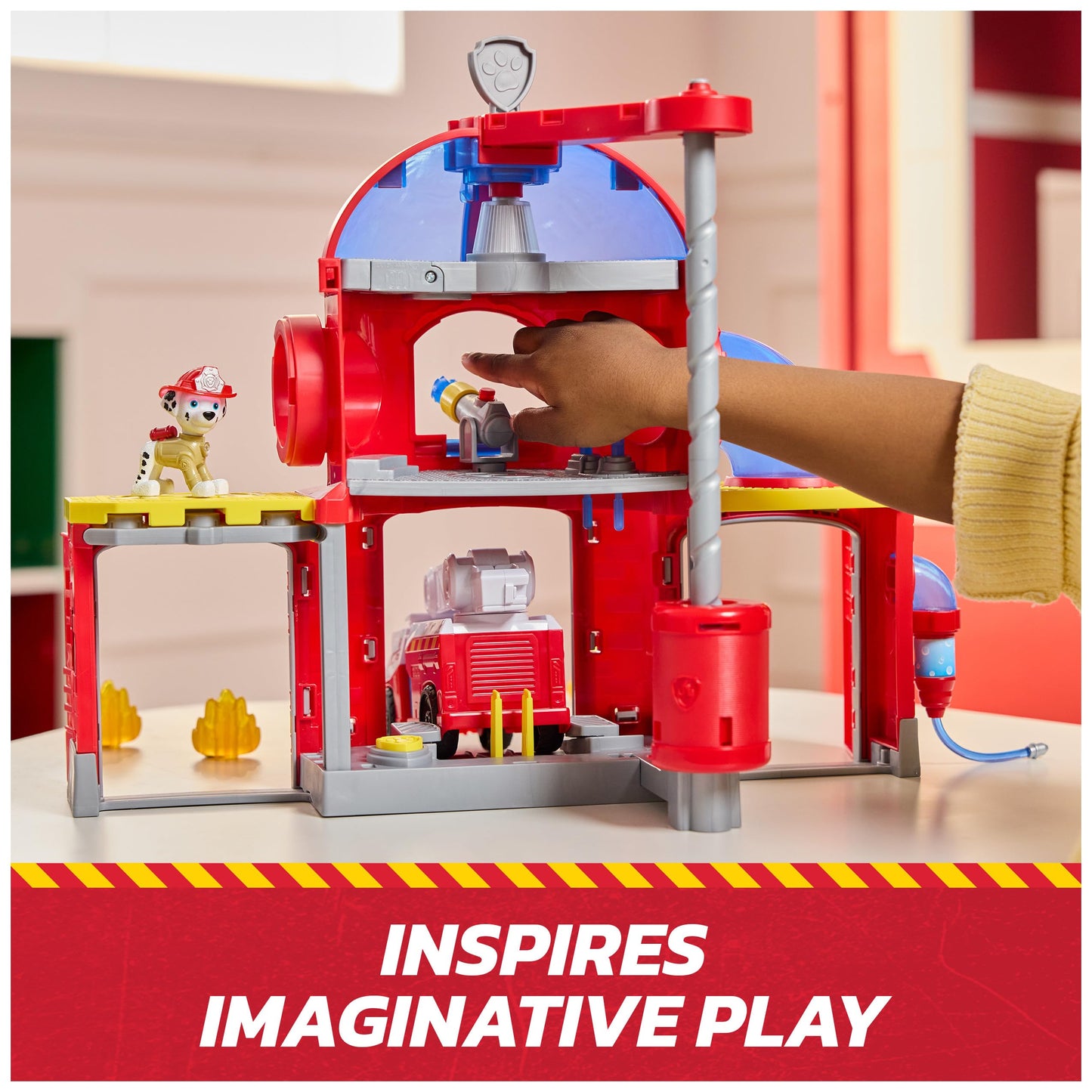 Paw Patrol Fire Rescue Command Center with Marshall Figure, Rescue Fire Truck, Lights, Launcher & Sound Fx, Kids Toys for Boys & Girls Ages 3 and Up
