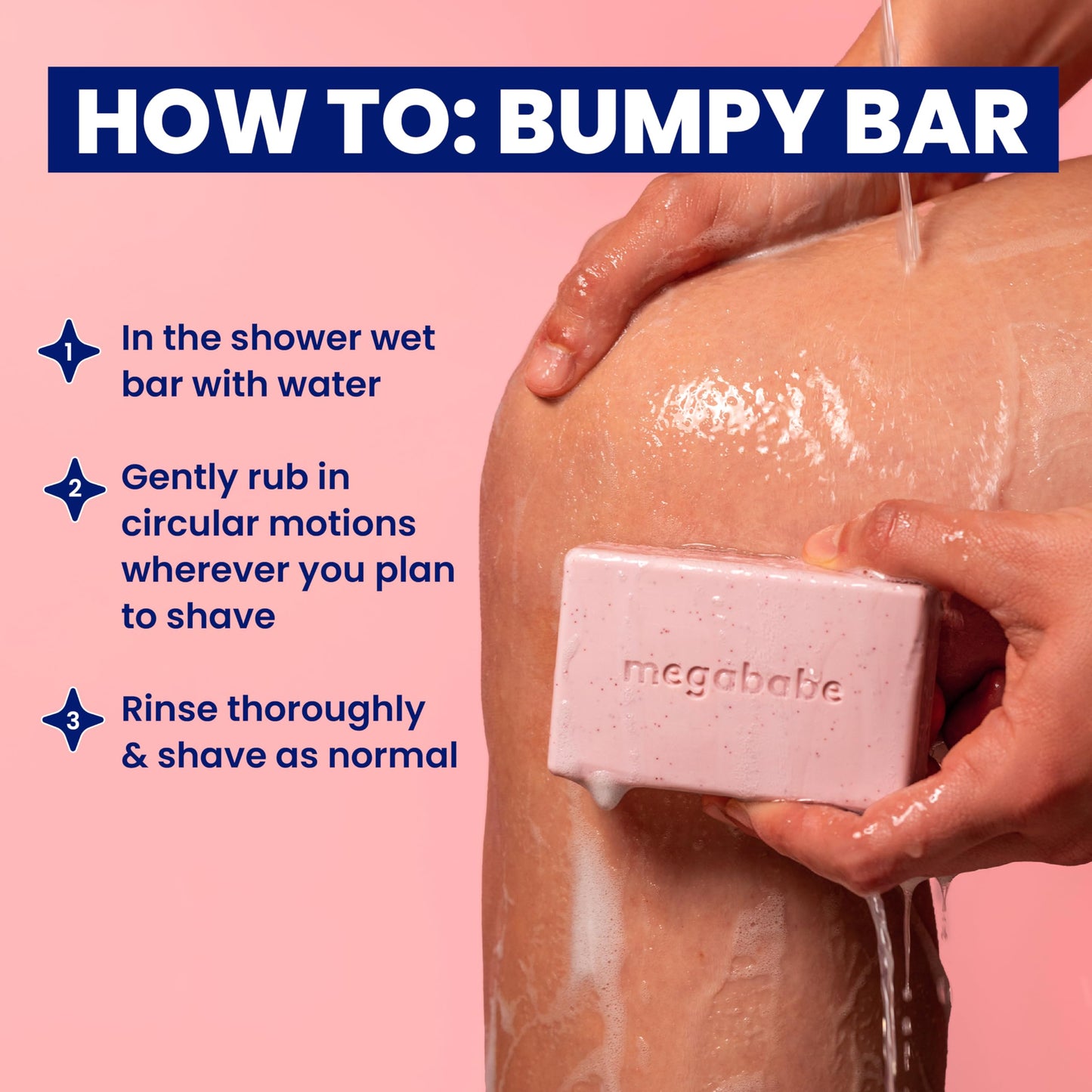 Megababe Bumpy Bar | Pre-Shave Exfoliating Scrub | with Shea Butter, Strawberry Fruit Extract & Ceramides | 4.5 oz