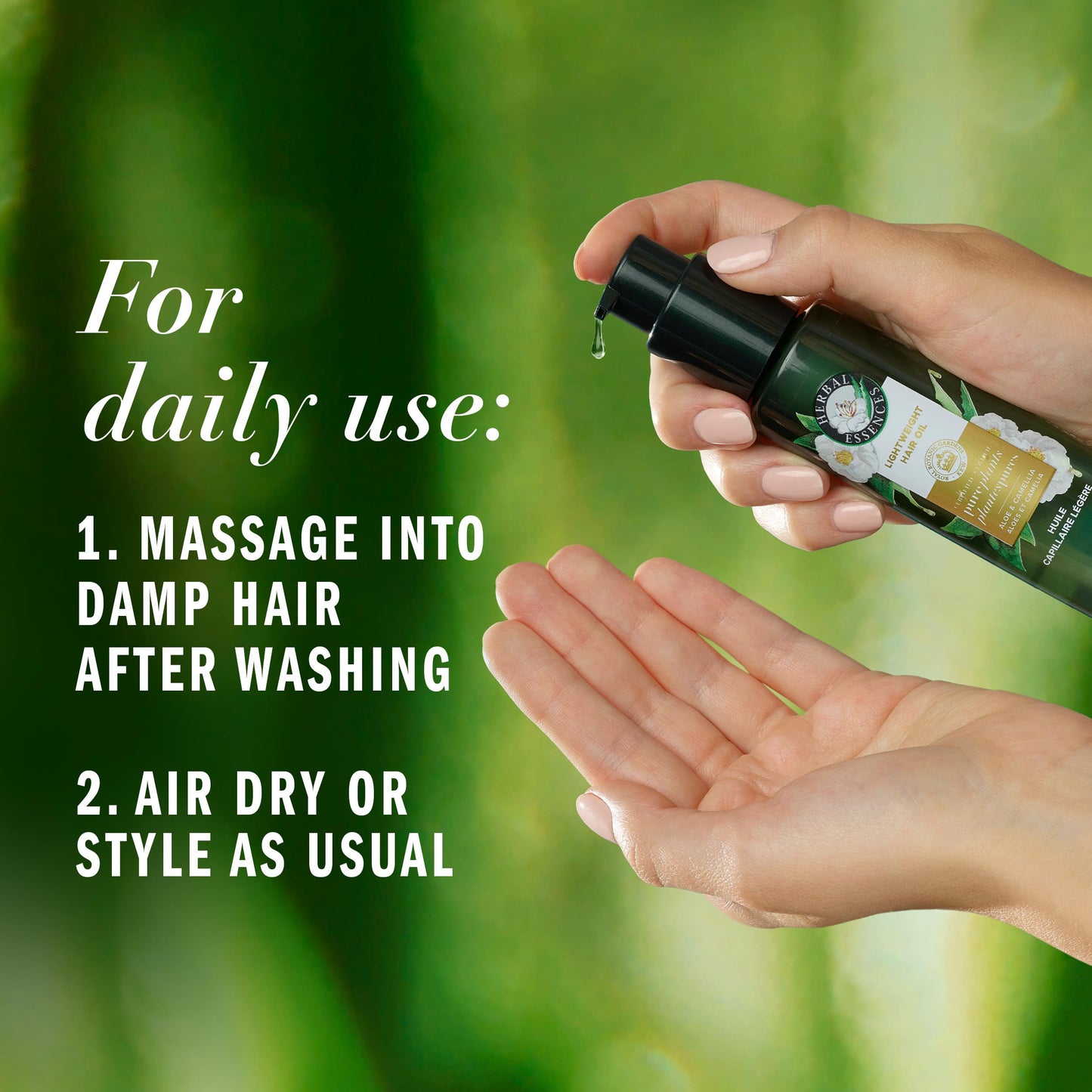 Herbal Essences Lightweight Hair Oil, Certified Pure Plants, with Aloe and Camellia Flower Oil, 3.2 fl oz