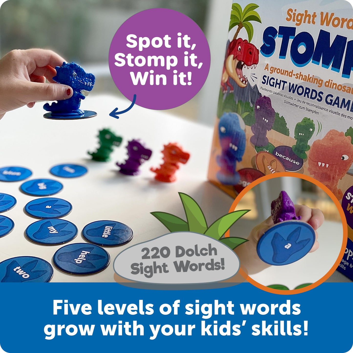 Sight Word Stomp!, Educational Indoor Games, Preschool Alphabet ,Toddler Brain Toys, Toddler Preschool Learning, 114 Pieces, Age 5+