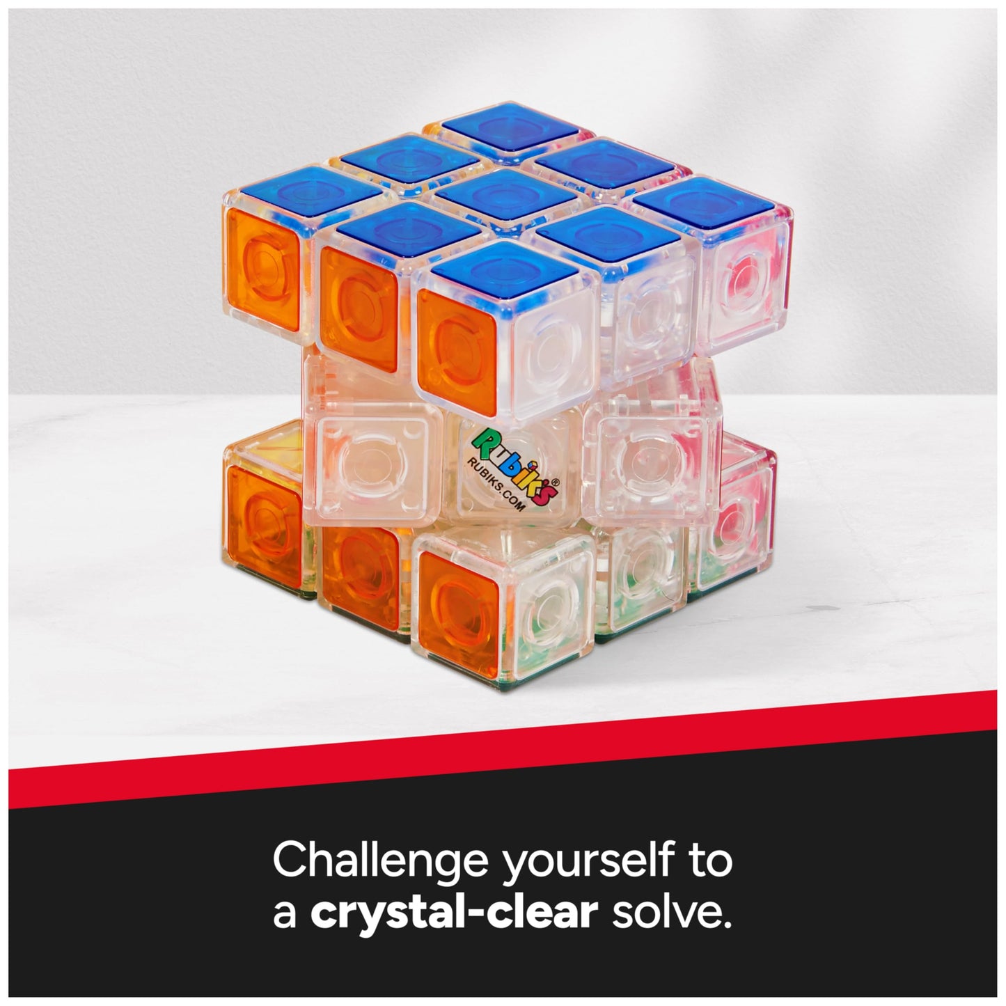Rubik’s Crystal Cube 3x3 Transparent Puzzle – Color-Matching Brain Teaser, Twisting Fidget Toy & Sensory Game for Kids, Teens & Adults 8+