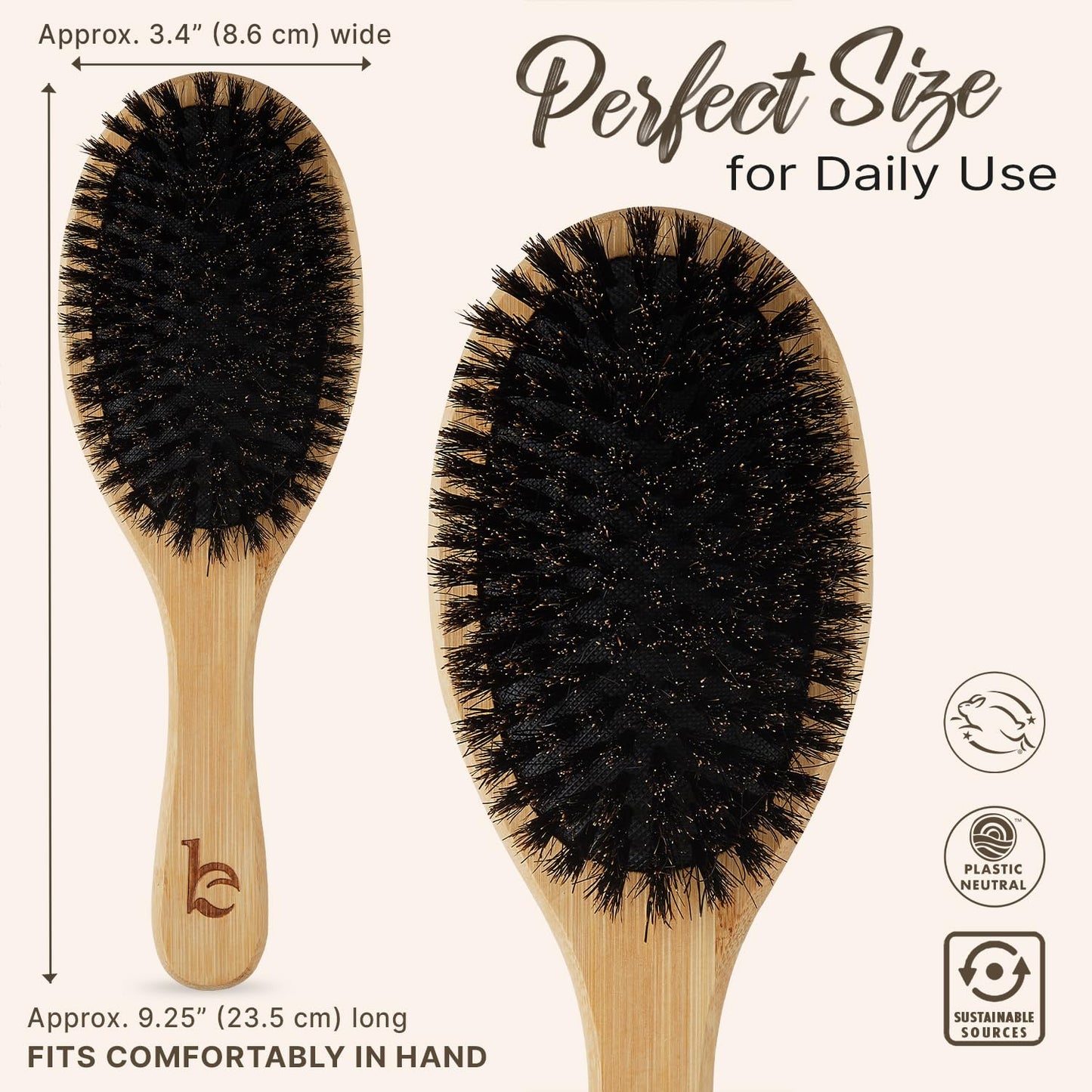 Boar Bristle Hair Brush for Women and Men, Natural 100% Soft Boars Hairbrush for Fine and Thin Hair
