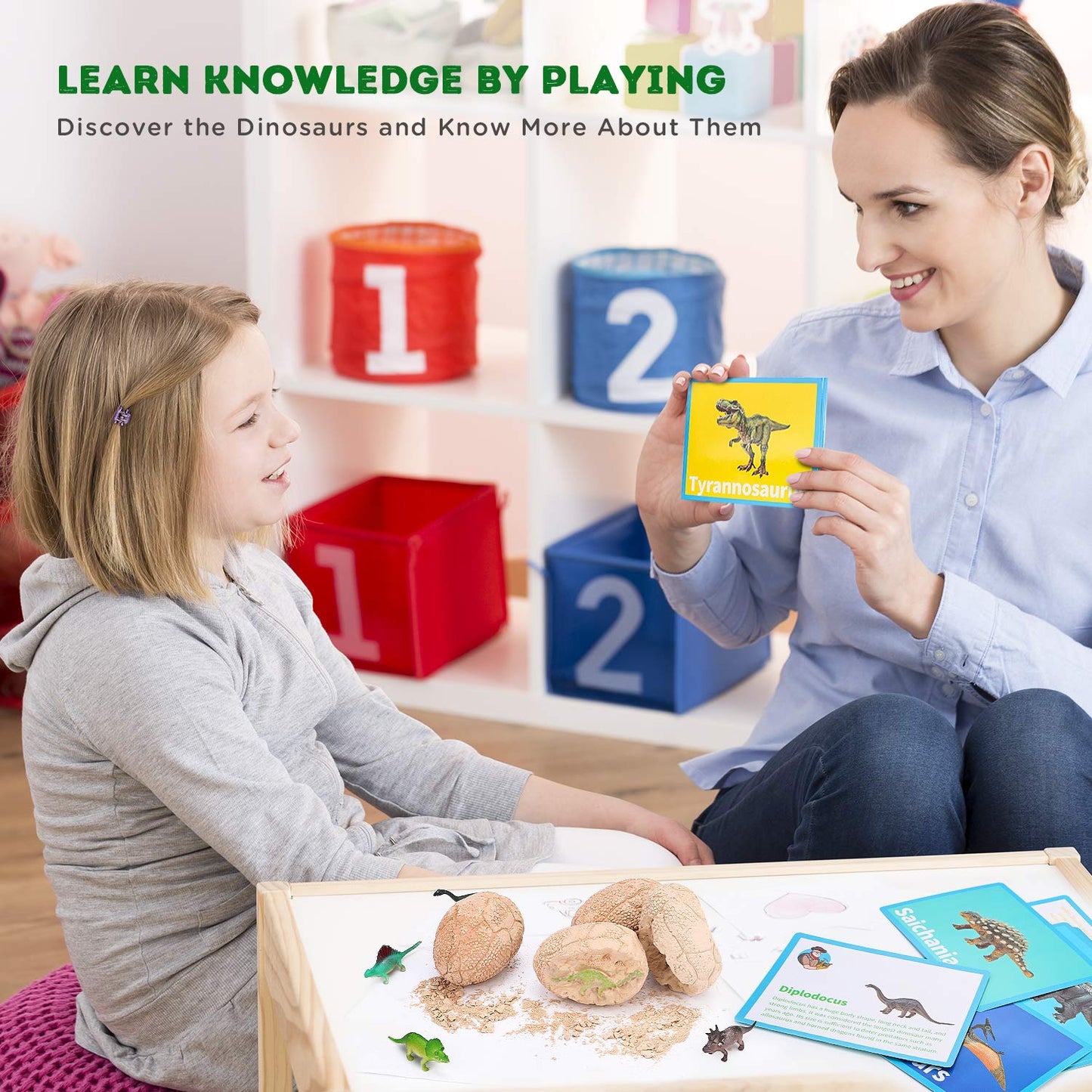 Dig Up Dinosaur Fossil Eggs Toy – Break 12 Unique Eggs to Discover Cute Dinosaurs, STEM Archaeology Science Gift for Kids Ages 3-12