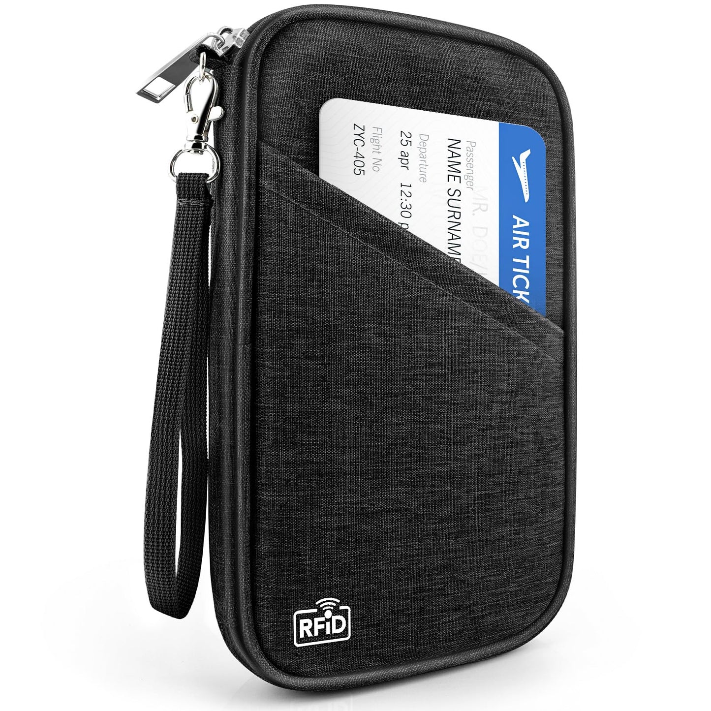 RFID Passport Holder & Travel Wallet – Waterproof Family Organizer for Cards, ID, Money, Tickets, Boarding Pass with Zipper