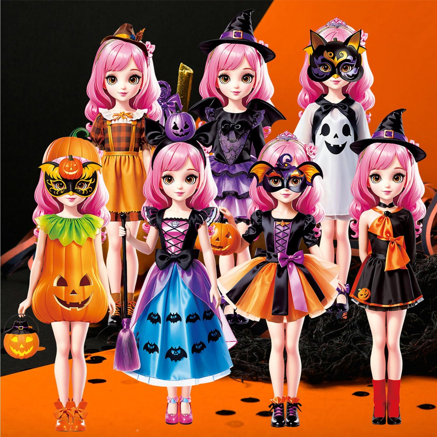 Halloween Magnetic Dress-Up Dolls for Kids β Witch & Pumpkin Fairy Costumes with 3D Haunted House Scene, Travel Toy Gift Ages 3-7