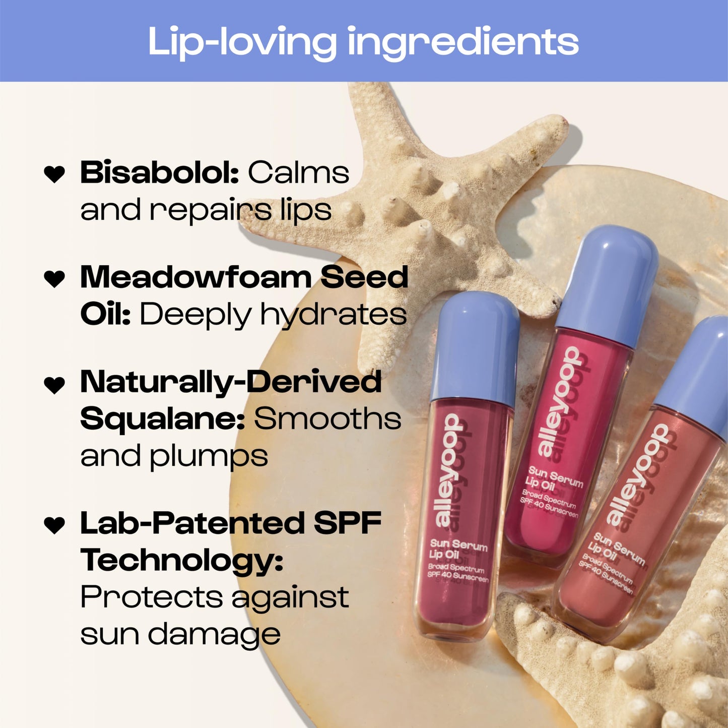 ALLEYOOP Sun Serum Lip Oil SPF 40 – Tinted, Hydrating Lip Moisturizer & Sunscreen for Cracked Lips, Vegan, Travel-Friendly