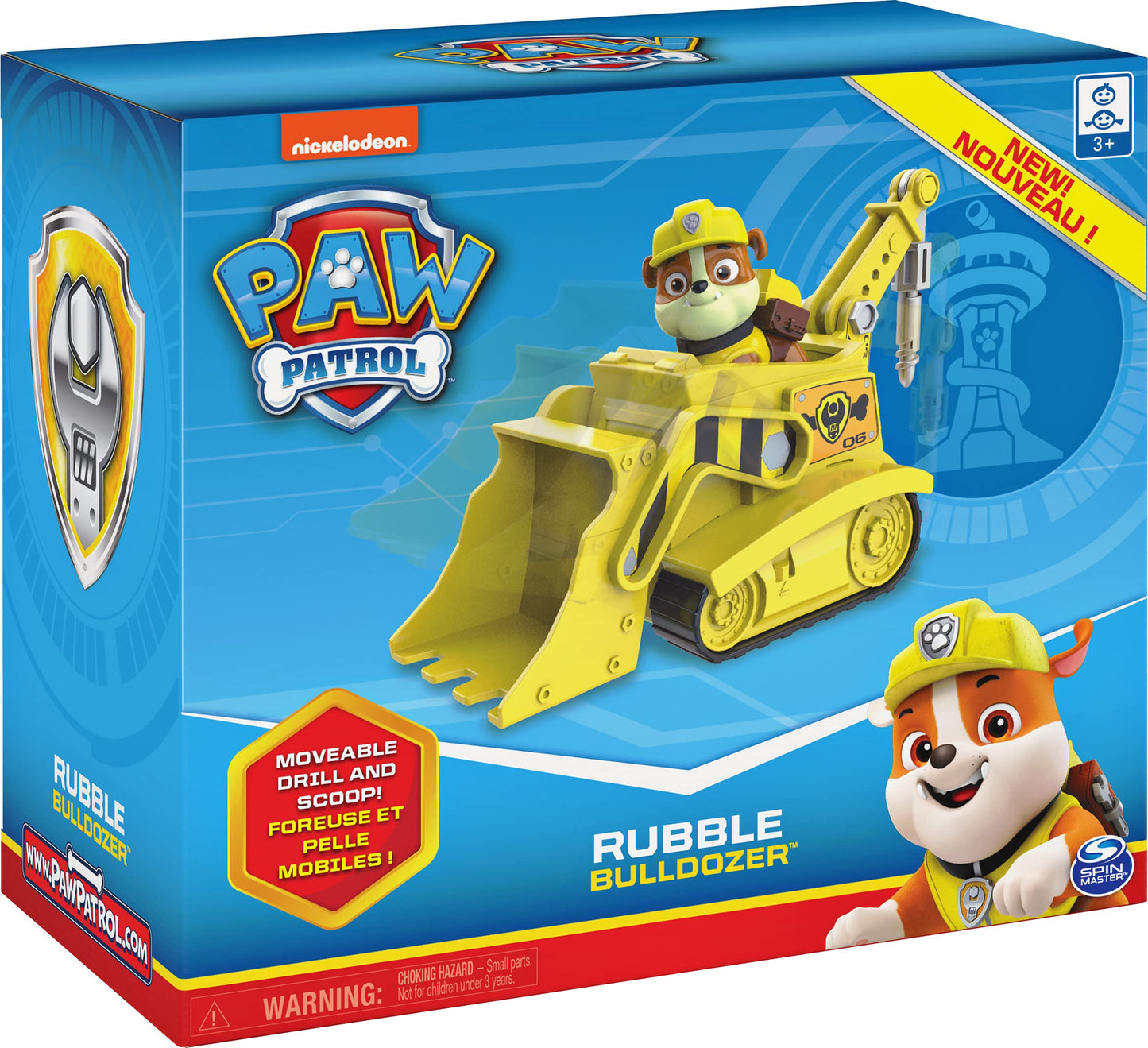 Paw Patrol, Rubble’s Bulldozer Vehicle with Collectible Figure, for Kids Aged 3 and Up