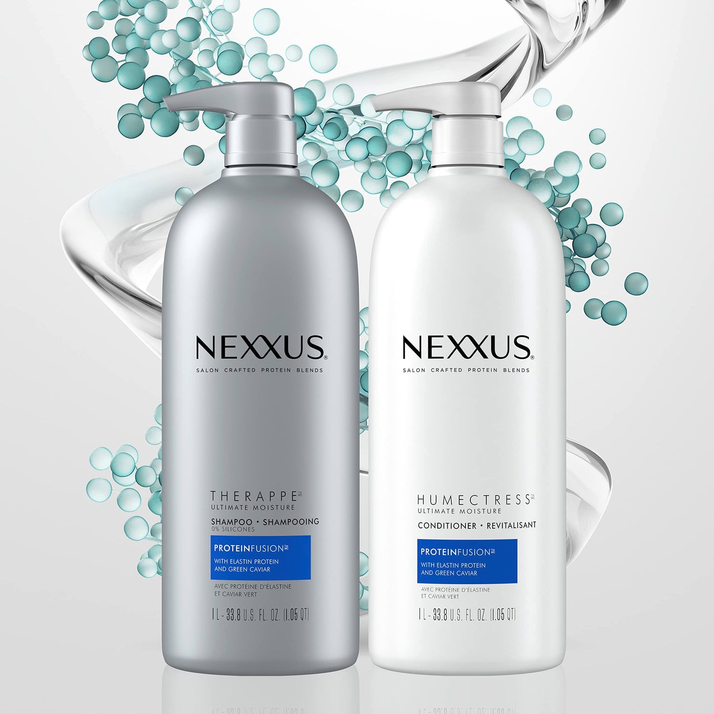 Nexxus Therappe Ultimate Moisture Shampoo for Dry Hair 33.8 oz | Silicone-Free Hydrating Formula with ProteinFusion, Elastin & Green Caviar
