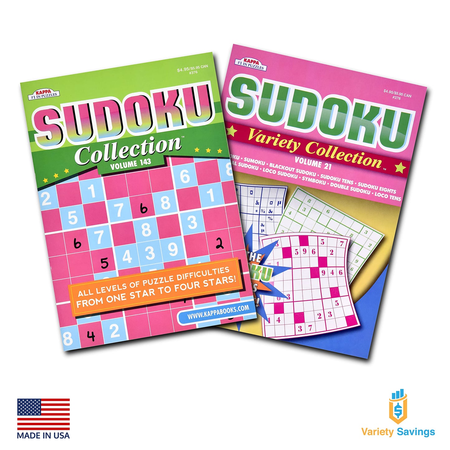 Buffalo Games 4-Pack Sudoku Puzzle Books – 350+ Puzzles with Tips, Large & Digest Sizes, Brain Stimulation for Adults & Seniors