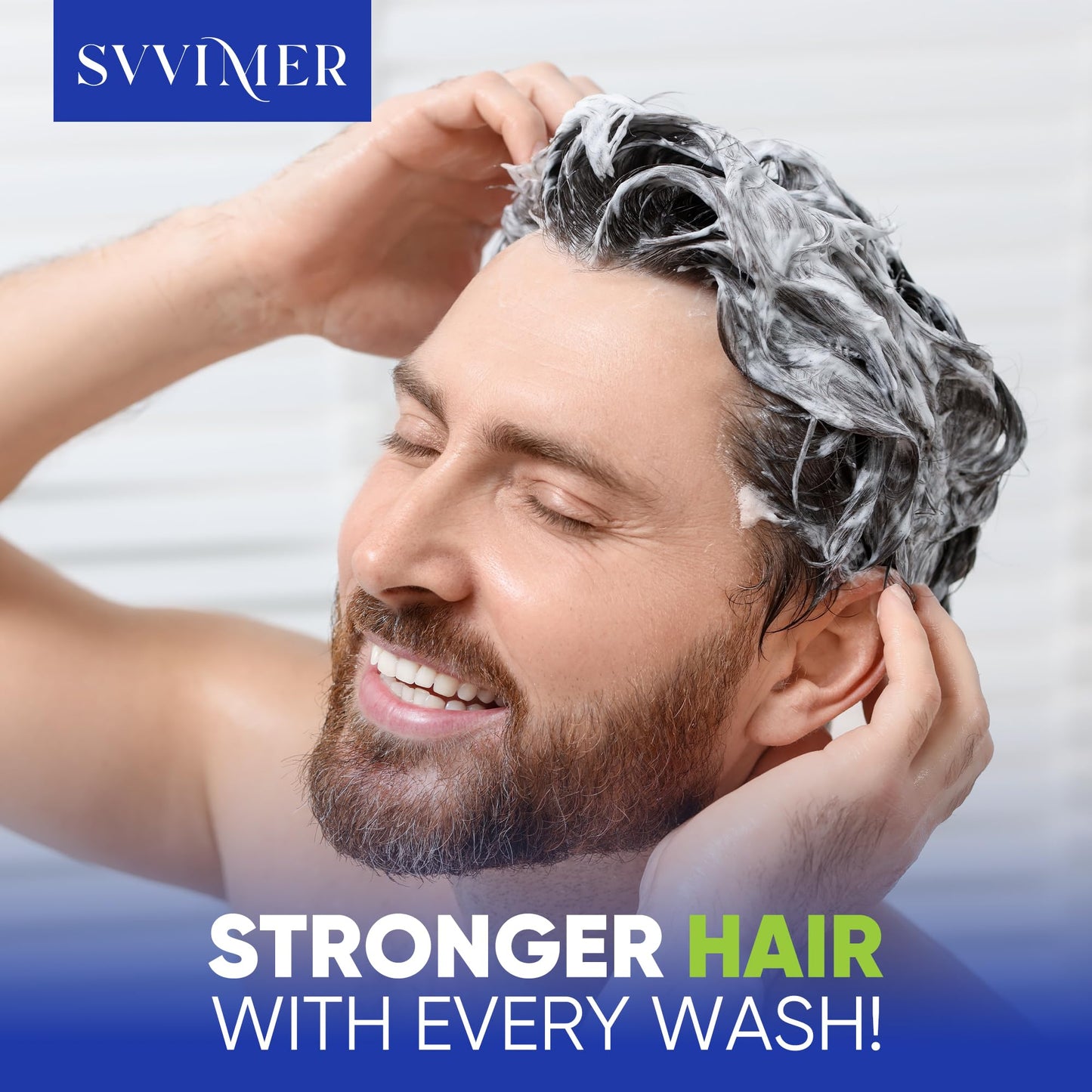 Svvimer Hair Growth Shampoo for Men with Biotin, Rosemary, Tea Tree & Caffeine – Thickening Formula for Hair Loss & Thinning, 13.5 Fl Oz