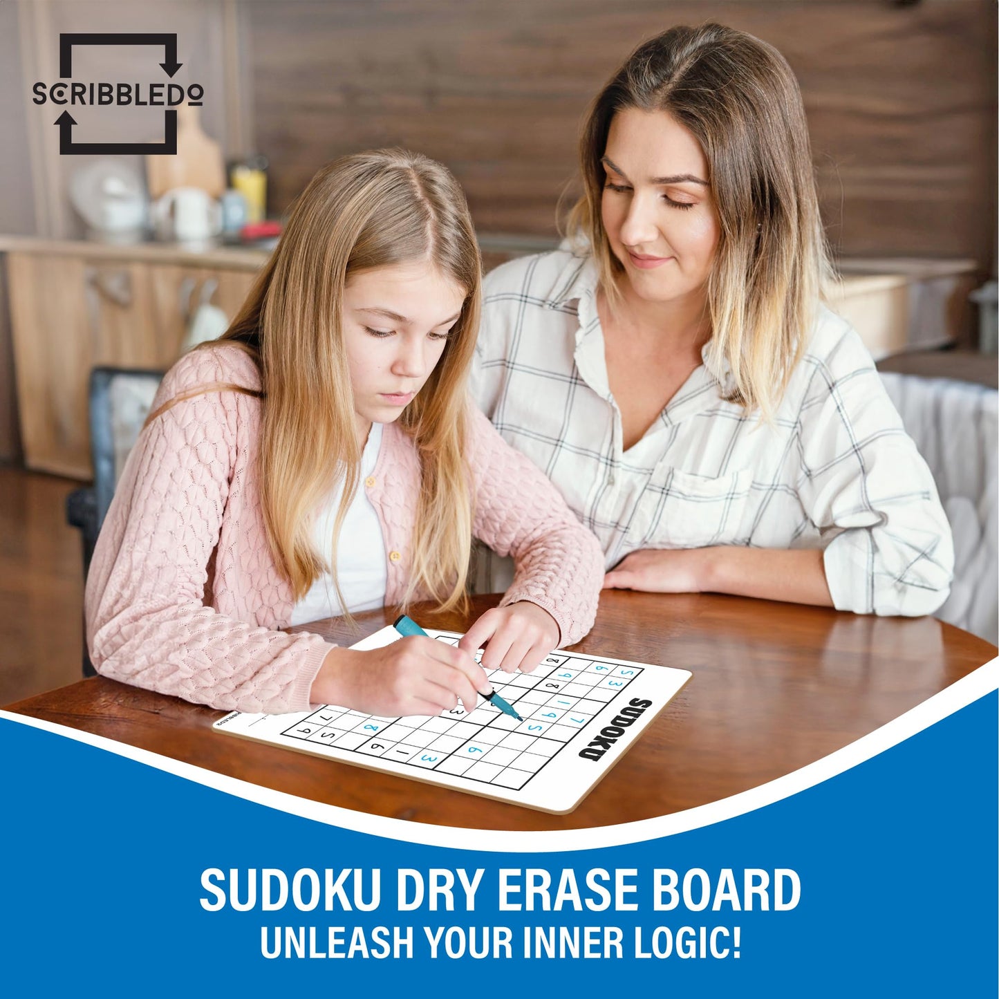 SCRIBBLEDO Dry Erase Sudoku for Kids Sudoku Puzzles for Adults All Ages 9āx12ā White Board Easy Hard Sudoku Math Educational Game Whiteboard