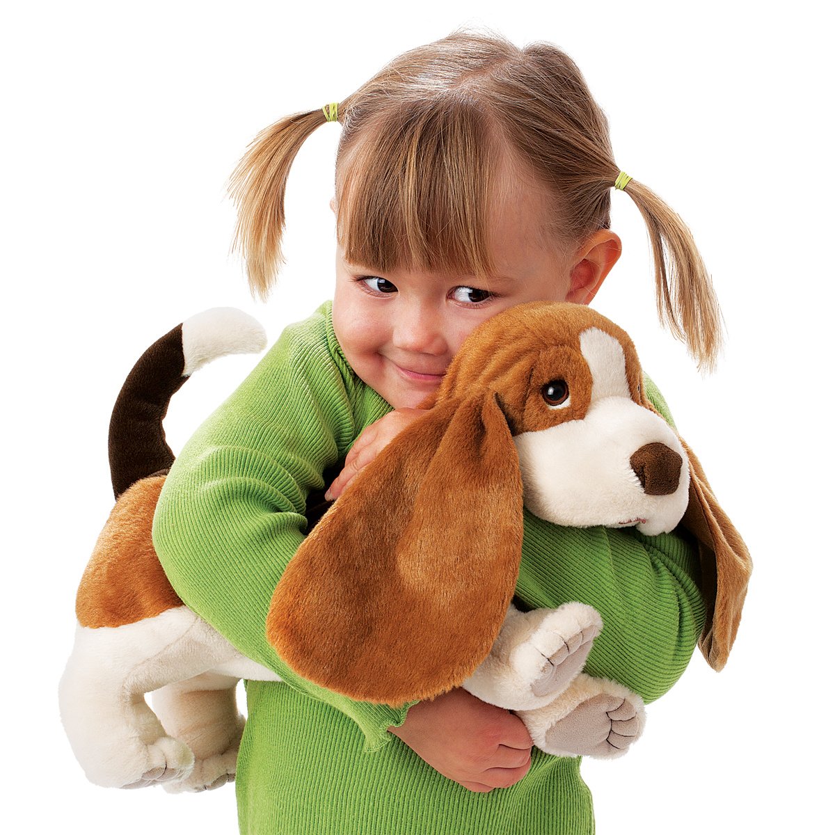 Folkmanis Basset Hound Hand Puppet , Brown, White, Black