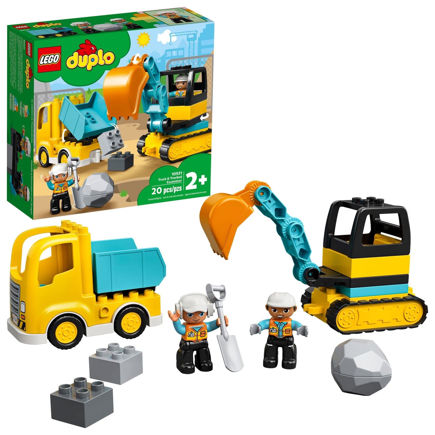 LEGO DUPLO Town Truck & Excavator Building Set for Toddlers, Educational Construction Toy, Birthday Gift for 2-3 Year Olds - 10931
