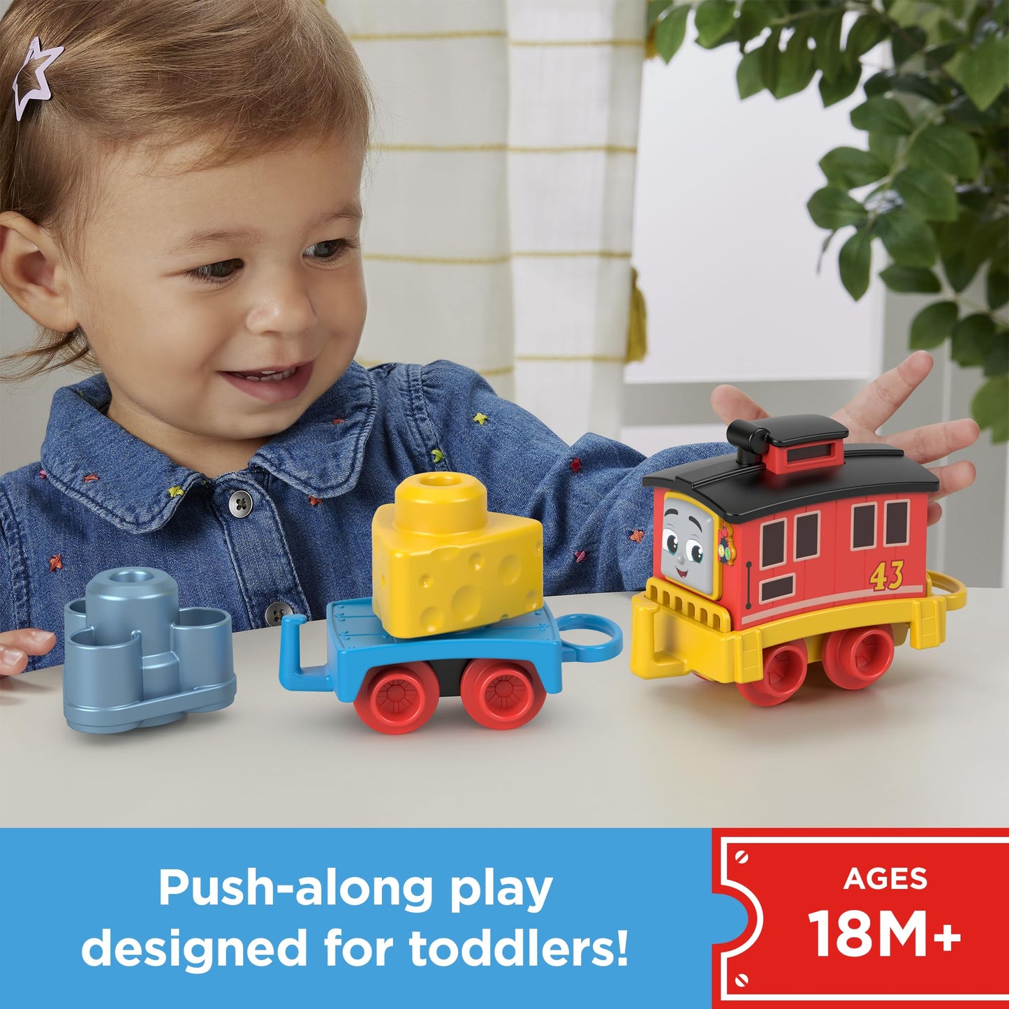 Thomas & Friends Toddler Toy My First Brake Car Bruno Push-Along Vehicle with Stacking Cargo for Preschool Kids Ages 18+ Months
