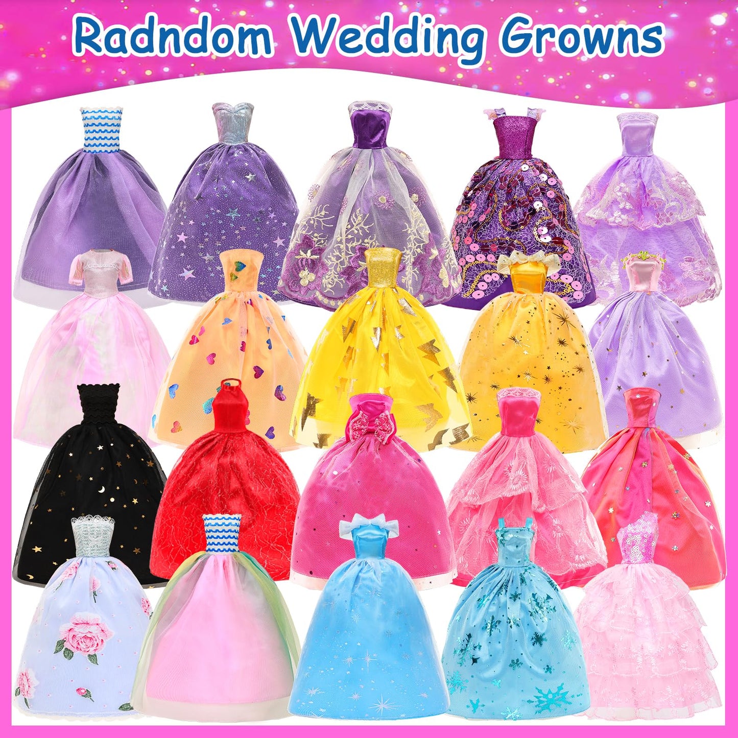 BARWA 70-Piece Doll Clothes & Accessories Set for 11.5" Dolls – Dresses, Tops, Pants, Swimsuits, Shoes, Hangers & Mini Accessories