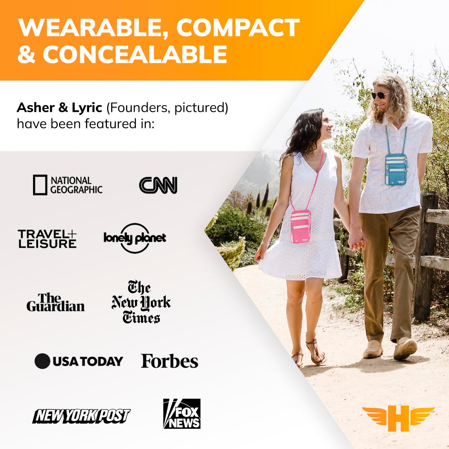 Hero Travel Supply Neck Wallet, RFID Blocking Passport Holder, Easy to Conceal Pouch (Hot Pink)