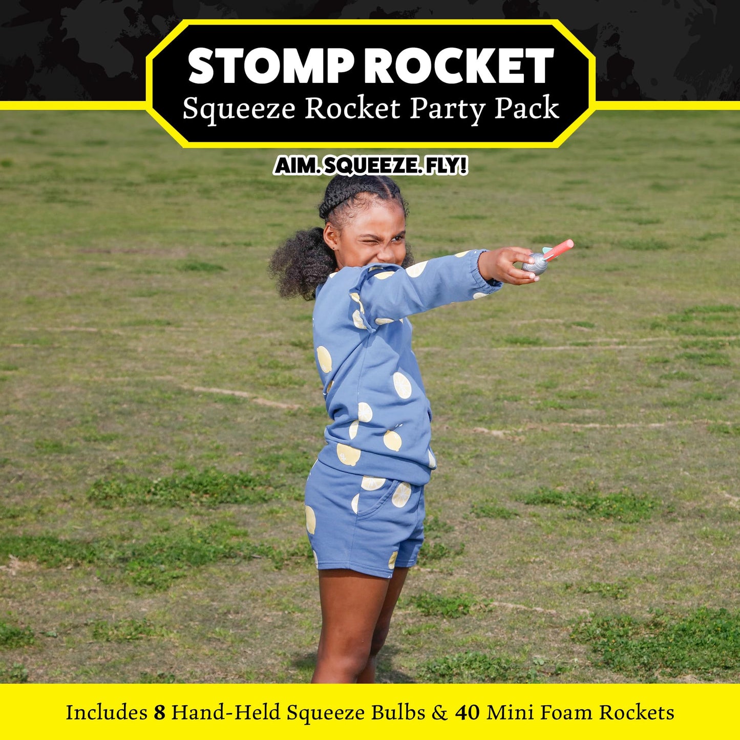 Stomp Rocket Squeeze Rocket 8-Player Party Pack – 8 Launchers, 40 Foam Rockets, STEM Outdoor Toy for Kids Ages 4+, Fun Backyard Gift