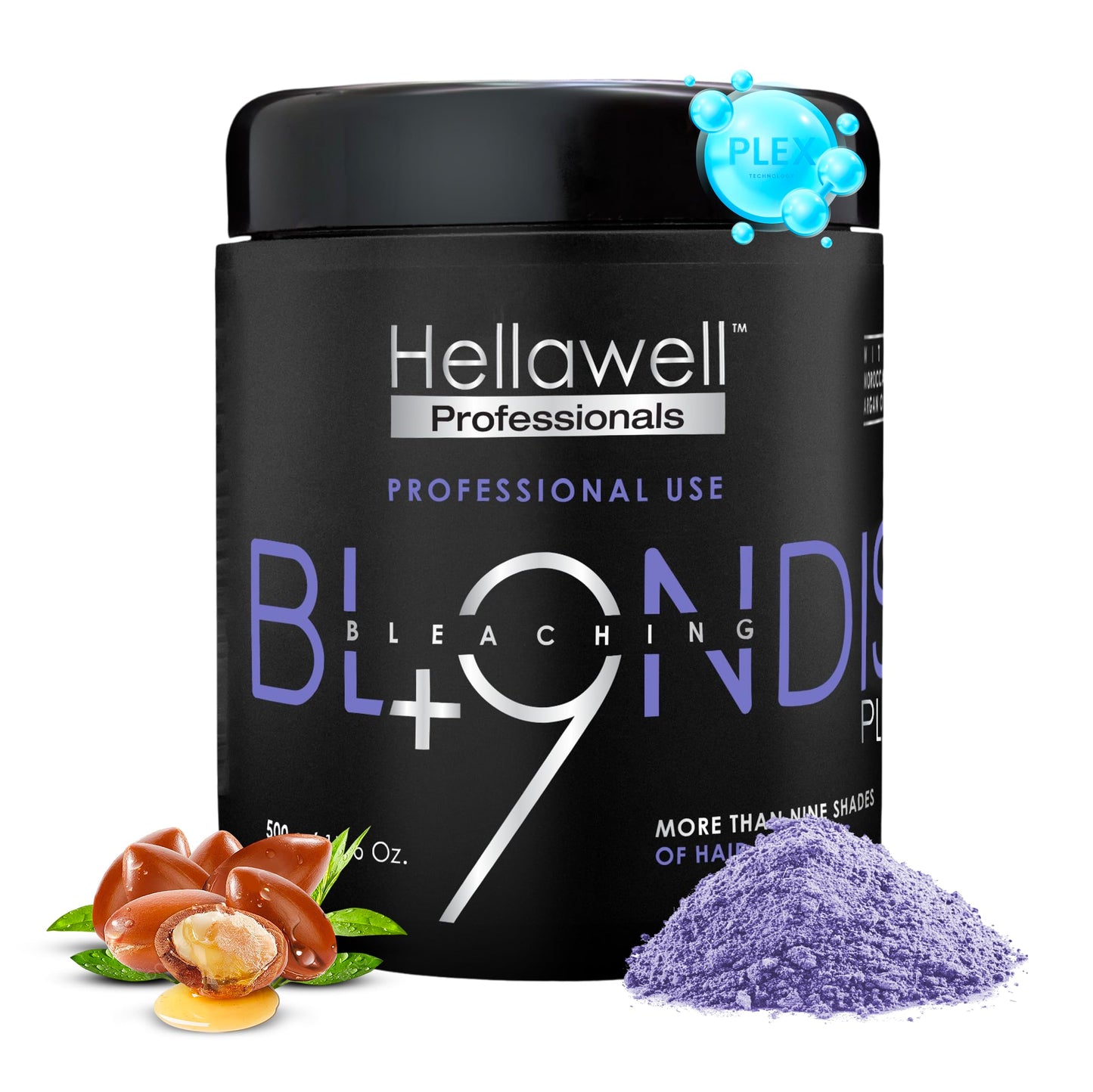 Hellawell Professionals BLONDISH PLEX+9 Hair Bleaching Powder | Professional Plex Lightener for Highlights | Lifts Up to 9+ Tones | 17.6 oz
