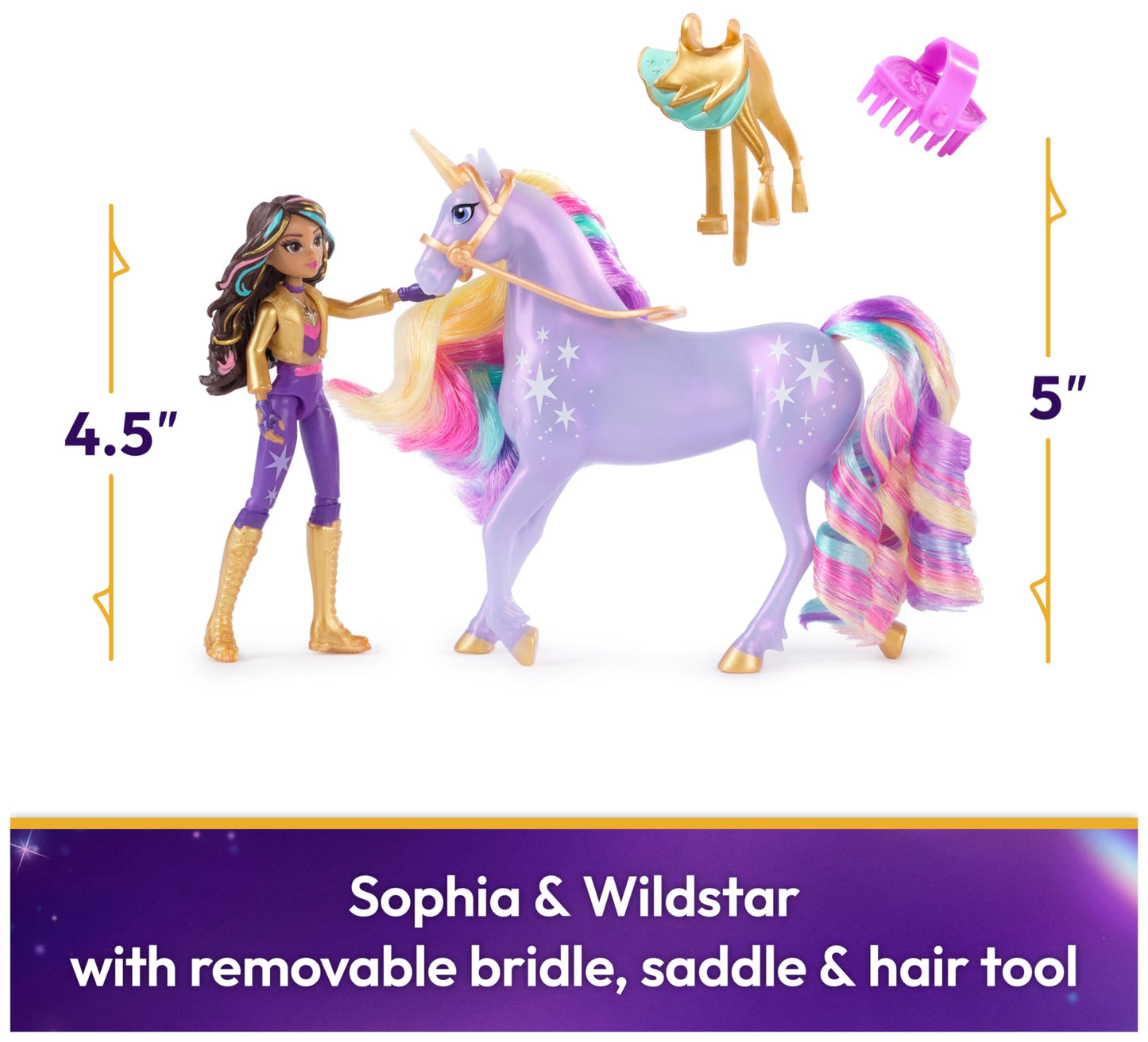 Unicorn Academy, Sophia & Wildstar with 2 Accessories & Hair Tool, Dolls & Unicorn Toys for Girls Ages 4 and up