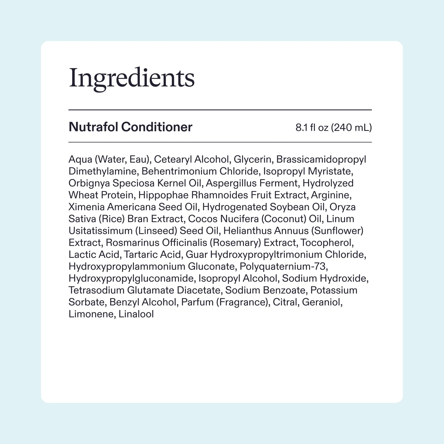 Nutrafol Conditioner, Physician-formulated for Thinning Hair, Moisturizing, Strengthening and Color Safe, Lightweight Protection - 8.1 Fl Oz Bottle