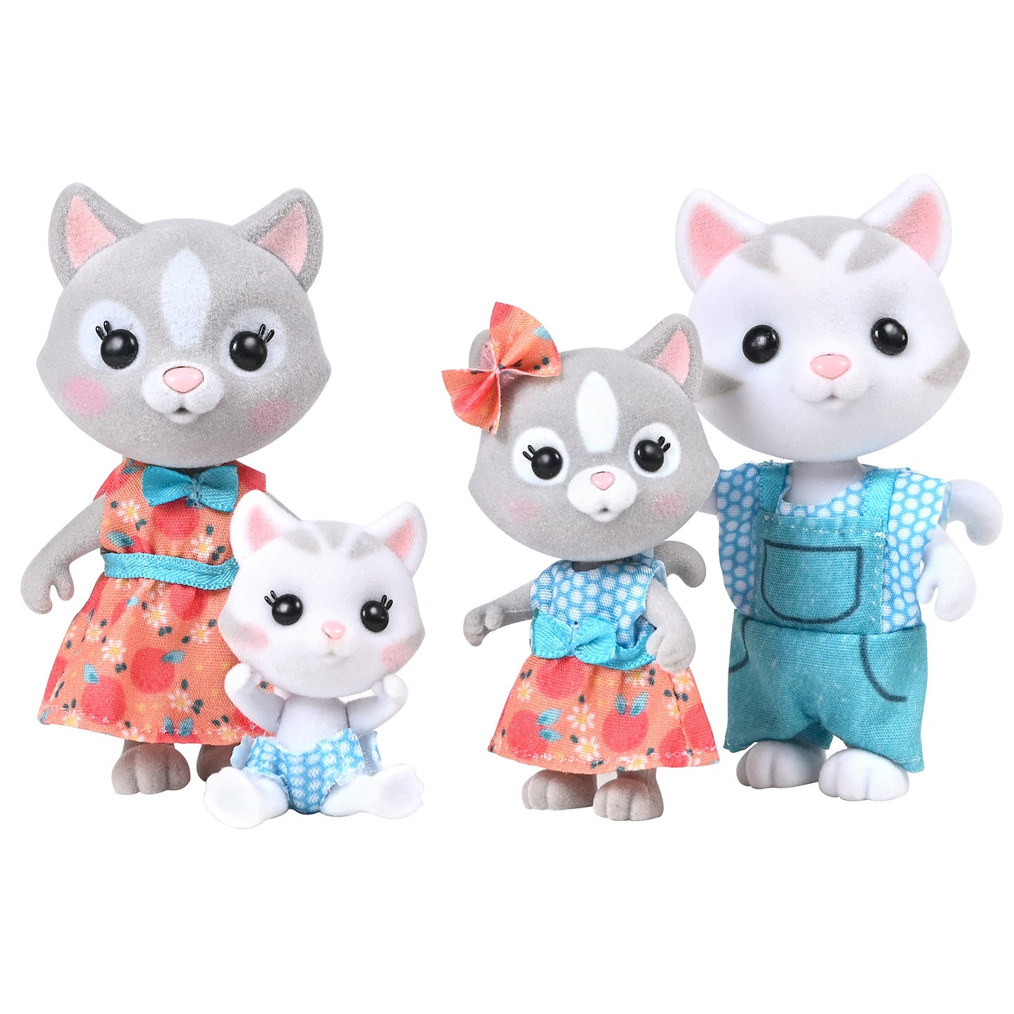Honey Bee Acres The Purringtons Cat Family, 4 Miniature Doll Figures, Small