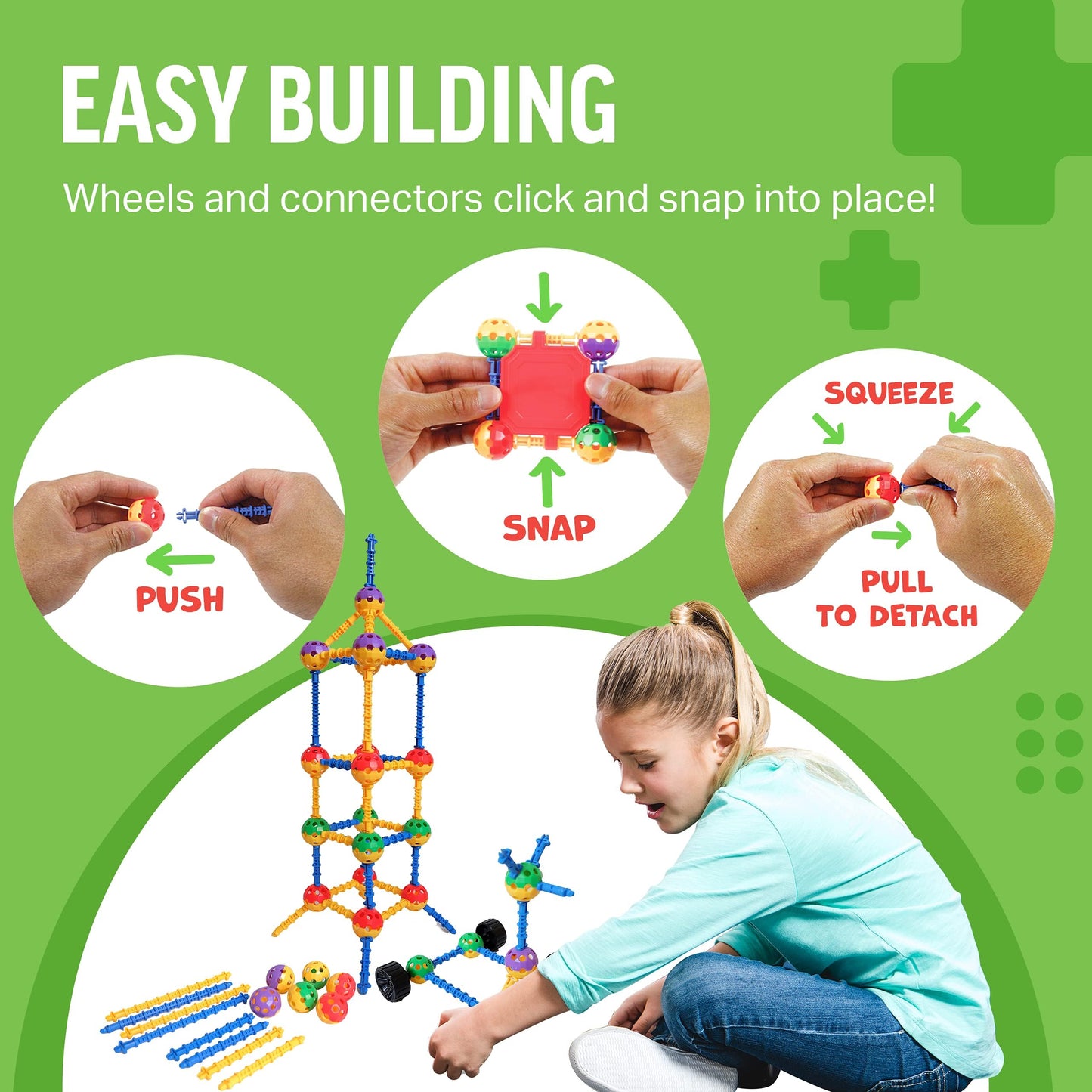 STEM Master - Educational Building Blocks Kit, 176 Pieces, Ages 4-8, Easter Basket Stuffers Gifts for Kids