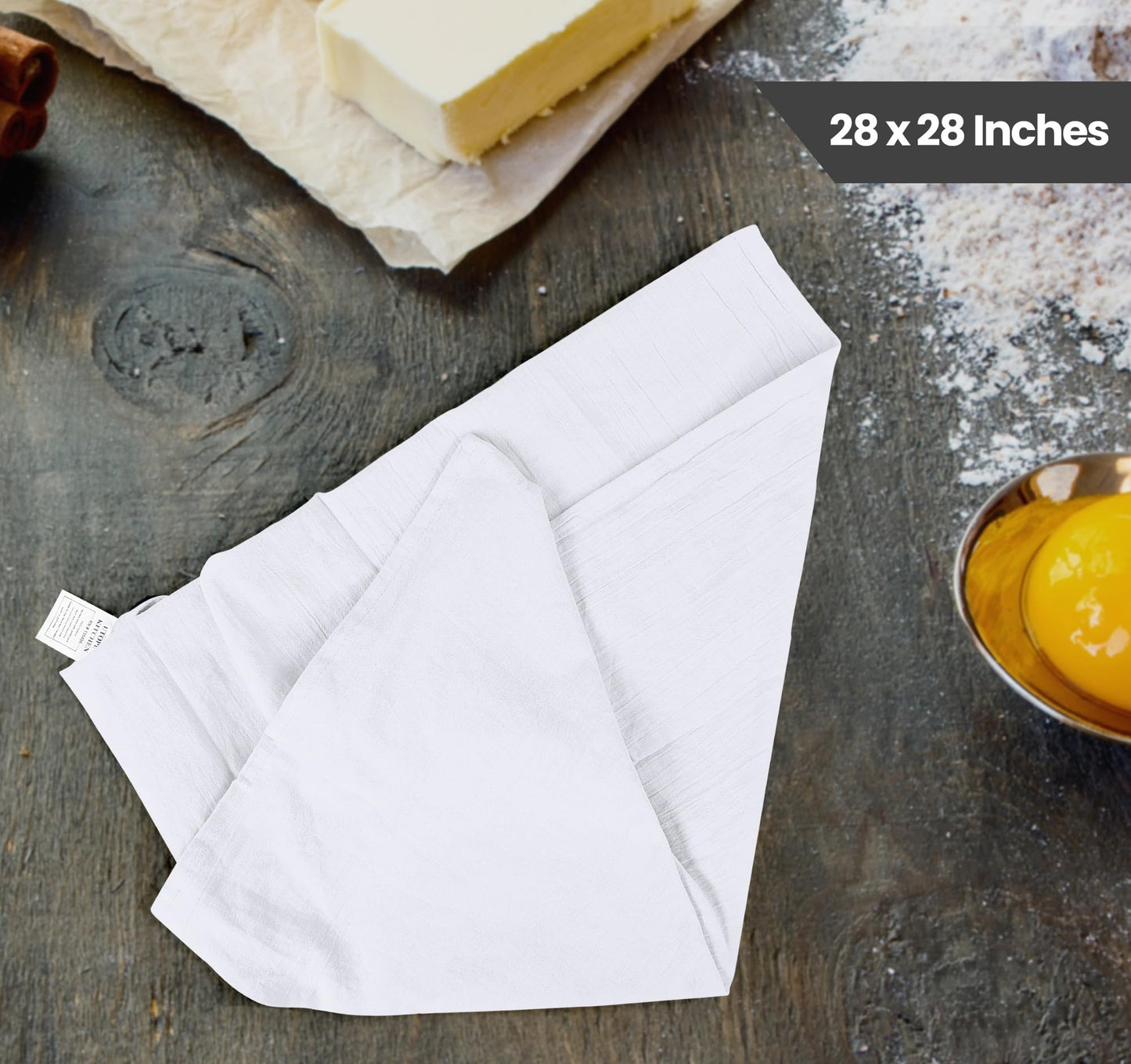 Utopia Kitchen 12-Pack White Flour Sack Towels – 28x28”, 100% Cotton, Highly Absorbent Tea & Dish Cloths for Cleaning & Drying