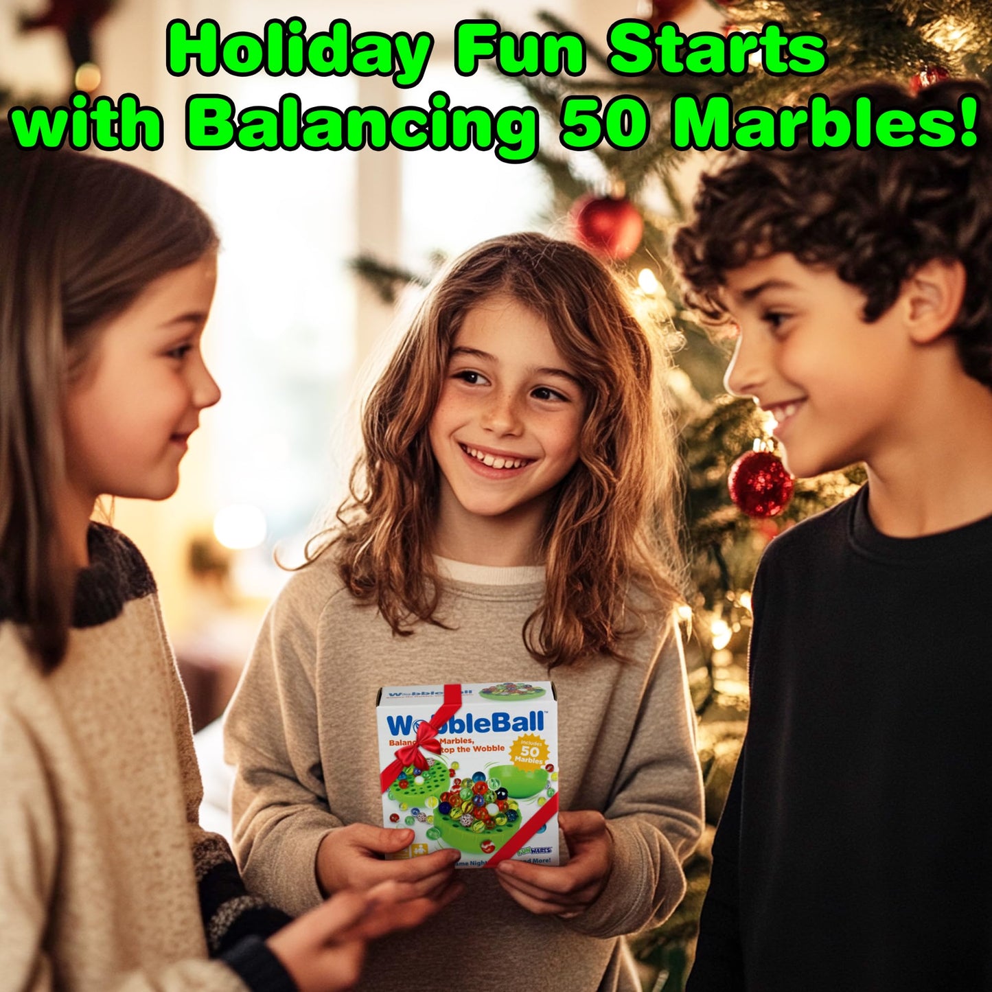 Funwares WobbleBall Marble Balance Game, 50 Marbles Included, Skill & Dexterity Games for Kids & Adults, Family Party Game for 1-4 Players, Ages 6+