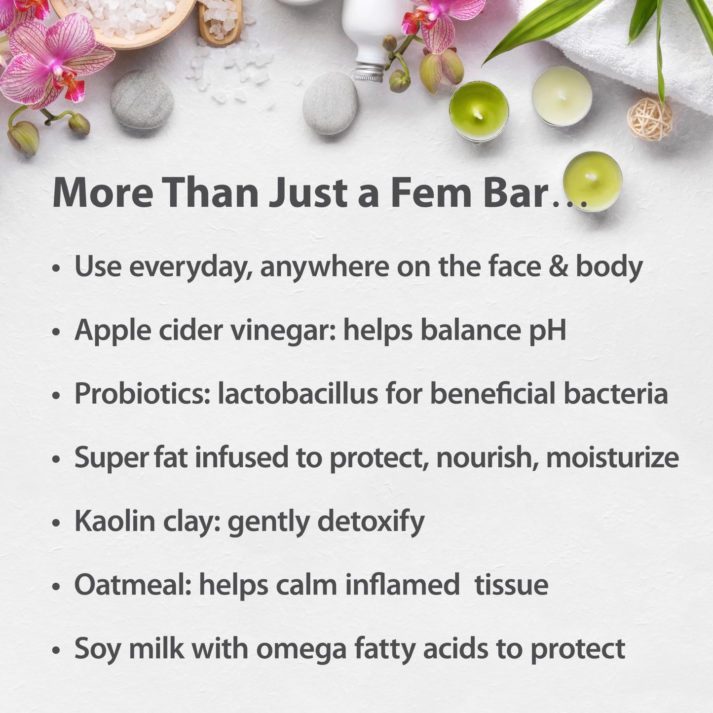 One With Nature Feminine Cleansing Bar 3-Pack (3.5 oz) – Fragrance-Free, with Probiotics, ACV, Oatmeal & Omega Fatty Acids – Gentle Face & Body Soap