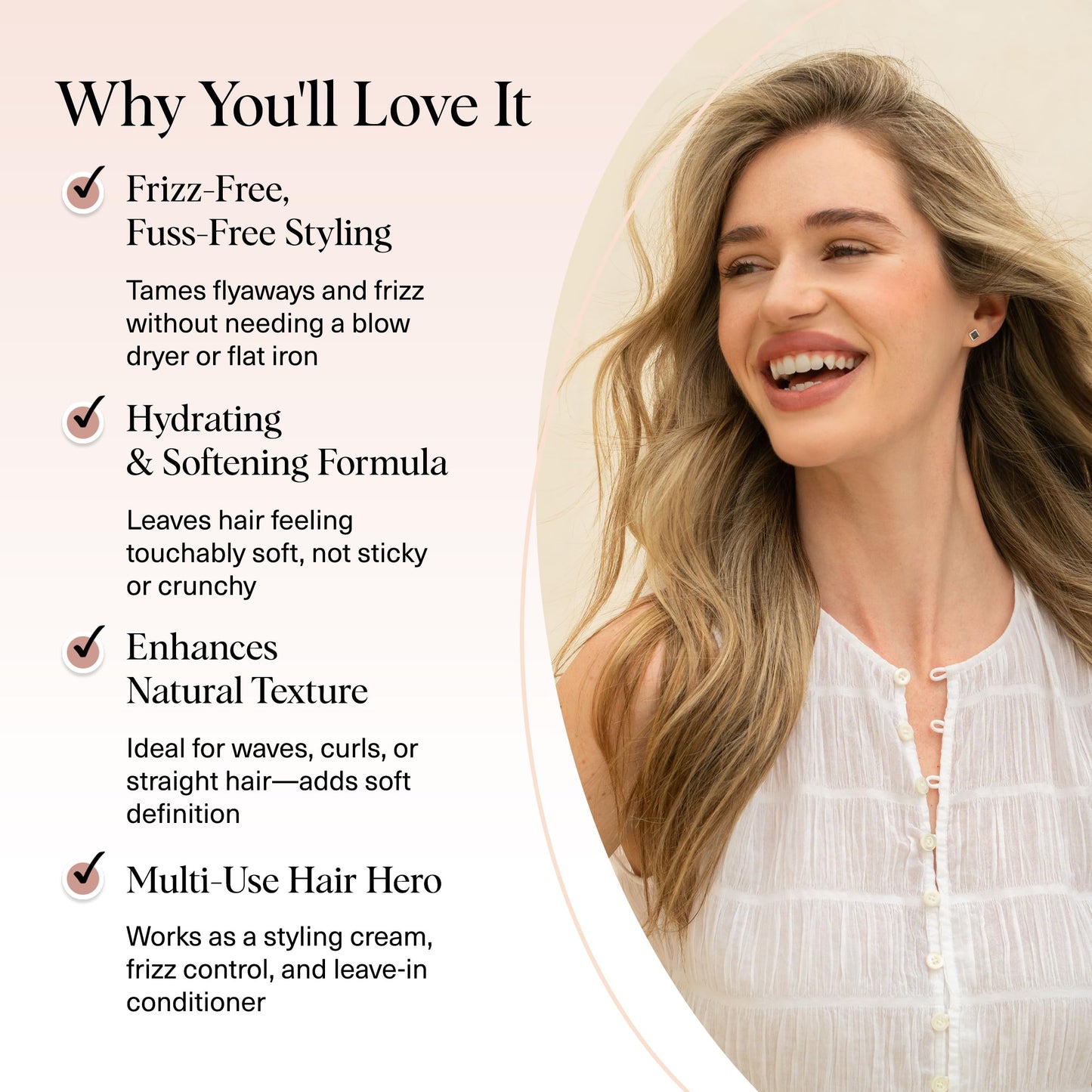 Kitsch Smoothing Air Dry Cream – Frizz Control Styling Cream with Castor & Coconut Oil – Enhances Natural Texture, 24-Hour Smooth Finish, 5 oz