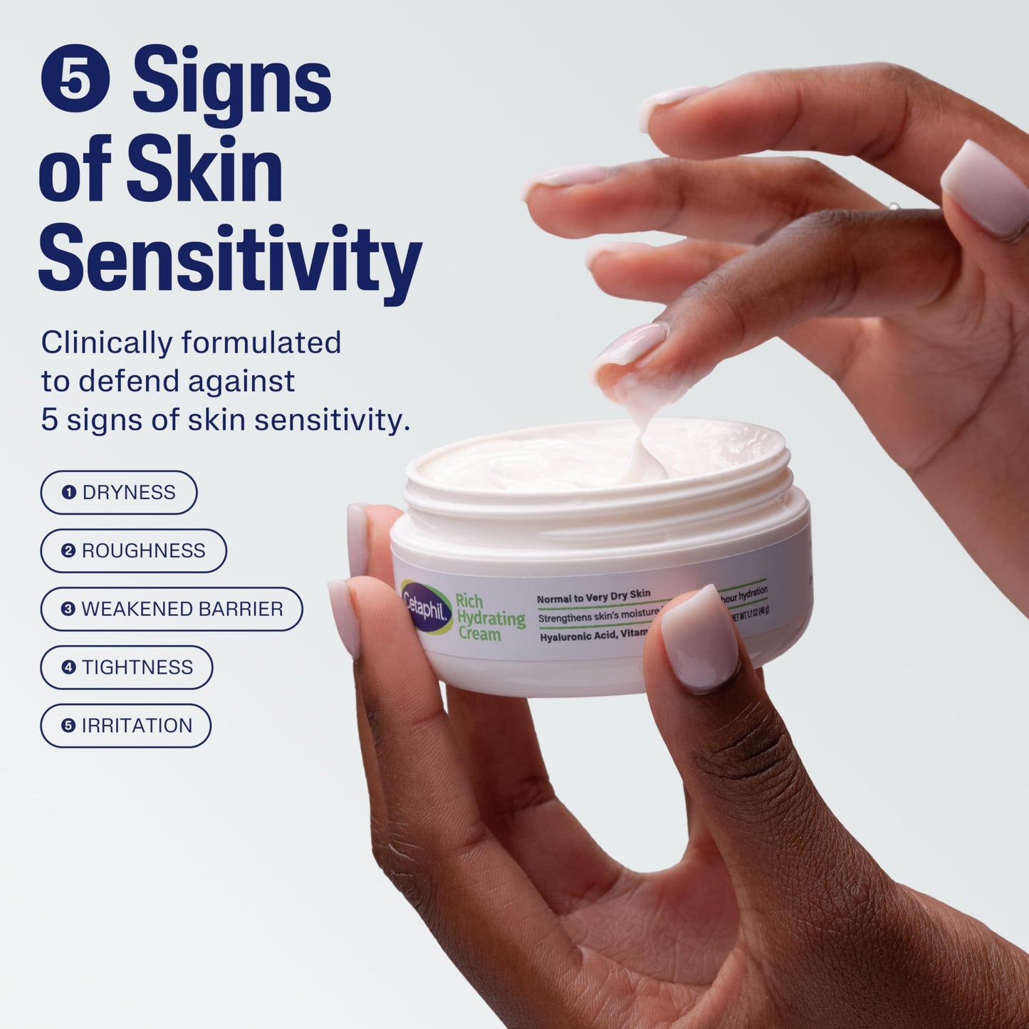 CETAPHIL Rich Hydrating Night Cream with Hyaluronic Acid, 1.7 oz – Moisturizer for Dry to Very Dry Skin, Fragrance-Free