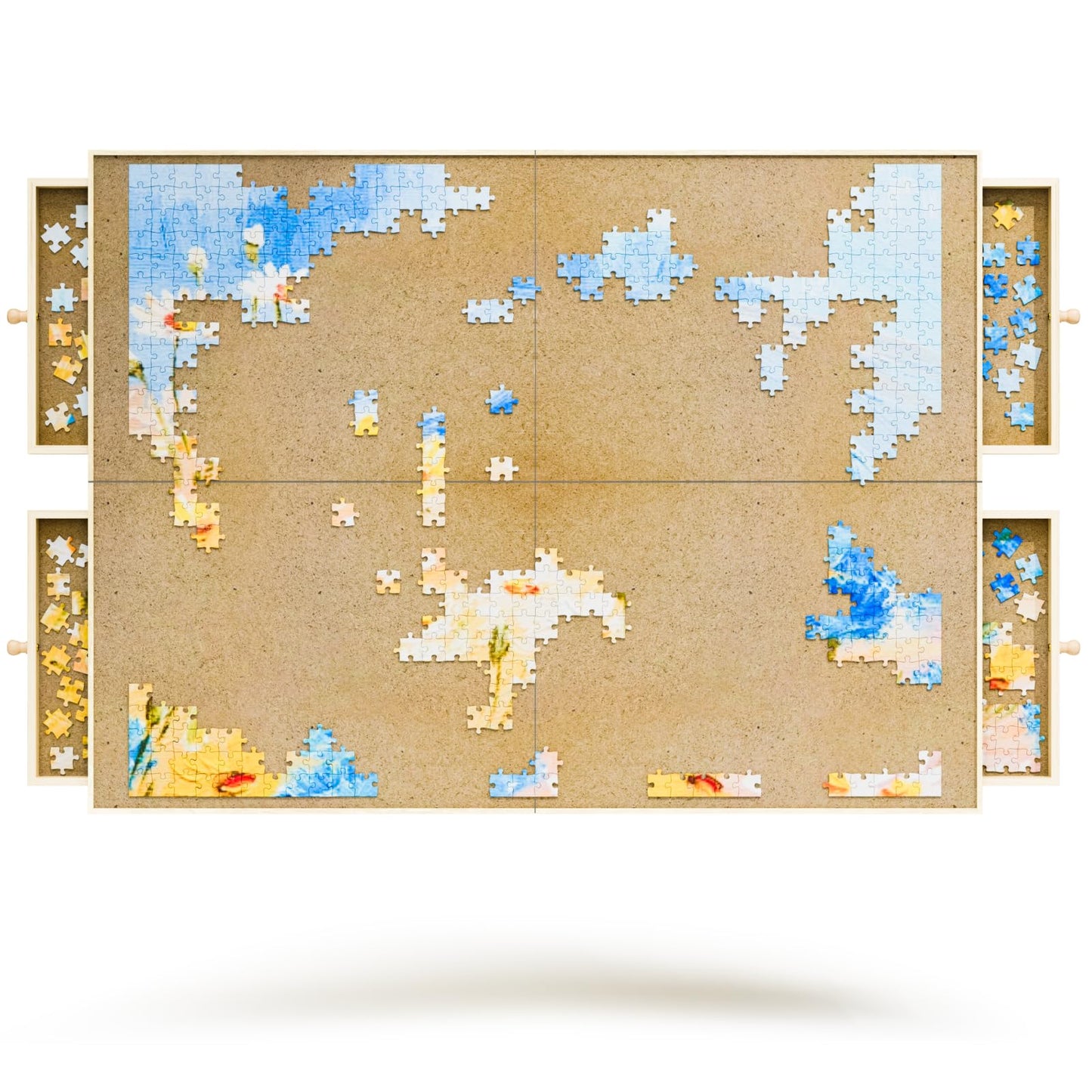 1500 Piece Rotating Puzzle Board, 25"x33" Jigsaw Puzzle Table with Drawer Storage and Puzzle Cover,Portable Puzzle Board for Adults