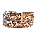 ARIAT Women's Floral Embossed Rose and Accents Belt, Tan, Small