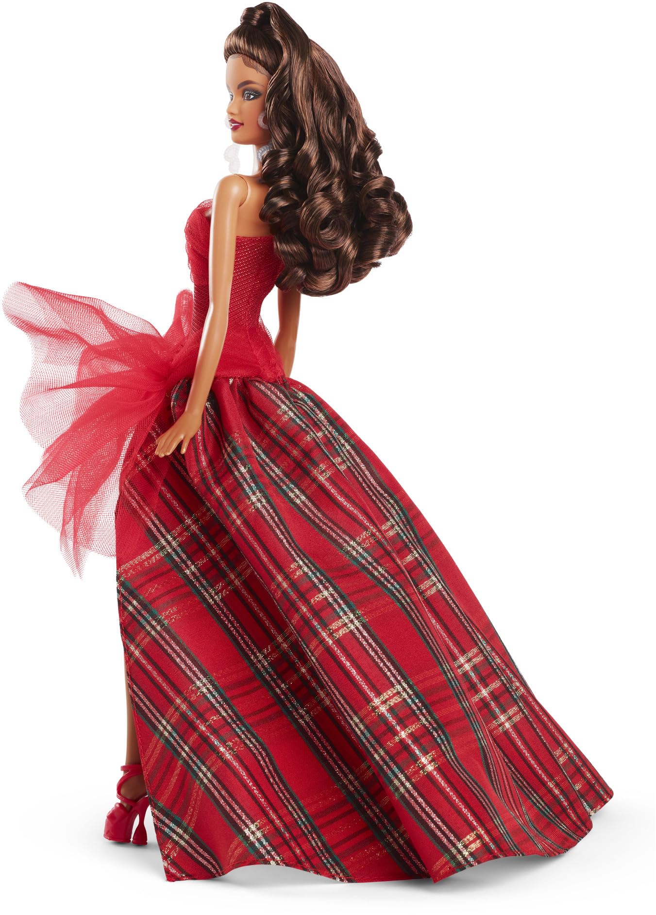 Barbie Signature 2024 Holiday Doll with Light Brown Hair in Plaid Gown, Collectible Toy in Displayable Packaging