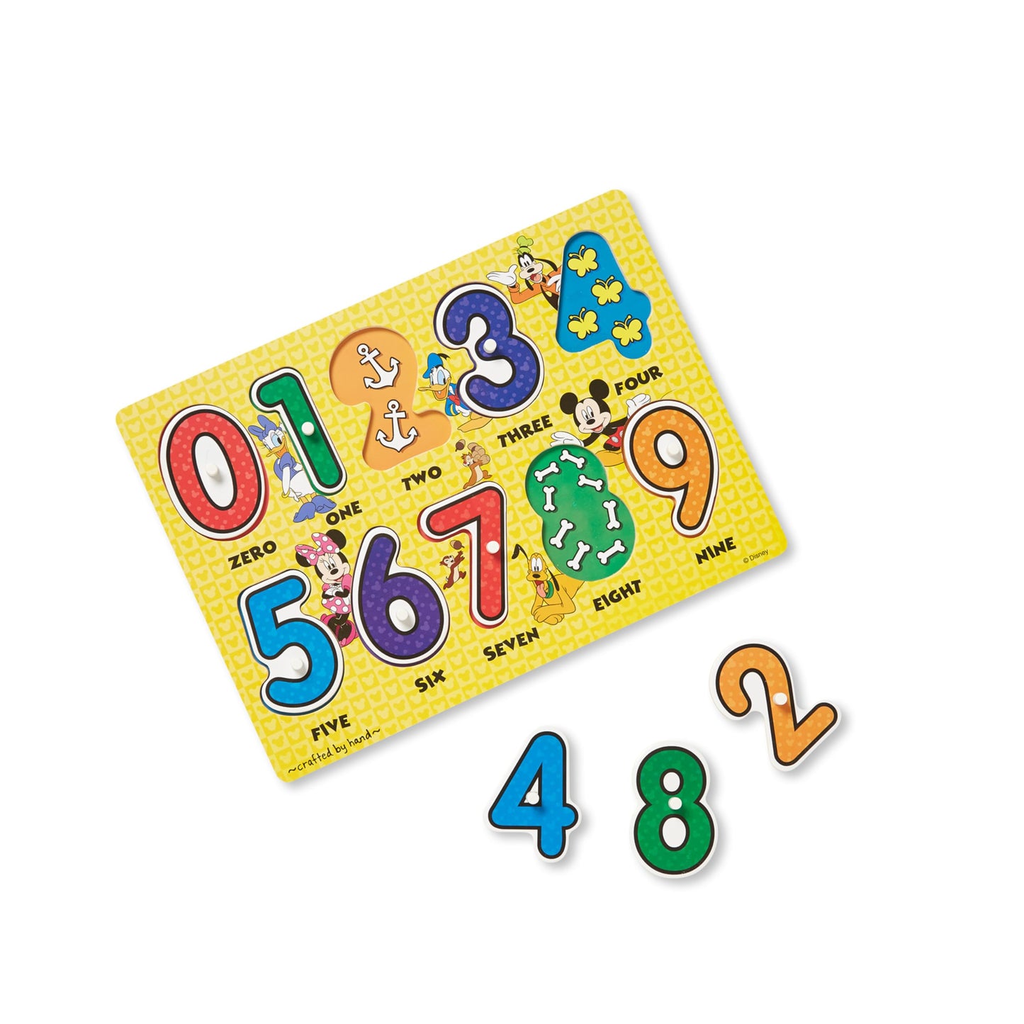 Melissa & Doug Disney Wooden Peg Puzzles Set: Letters, Numbers, and Shapes and Colors