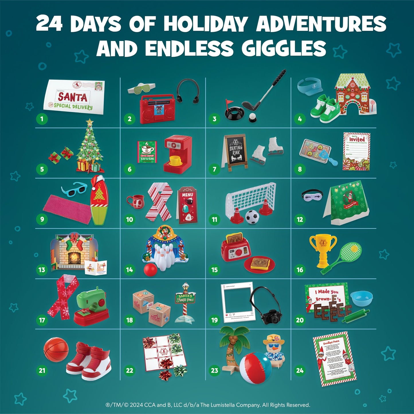 The Elf on the Shelf 24-Day Super Set – 80+ Props, MagiFreez Pants & Calendar for 24 Days of Elf Magic, Ages 3+, Scout Elf Not Included