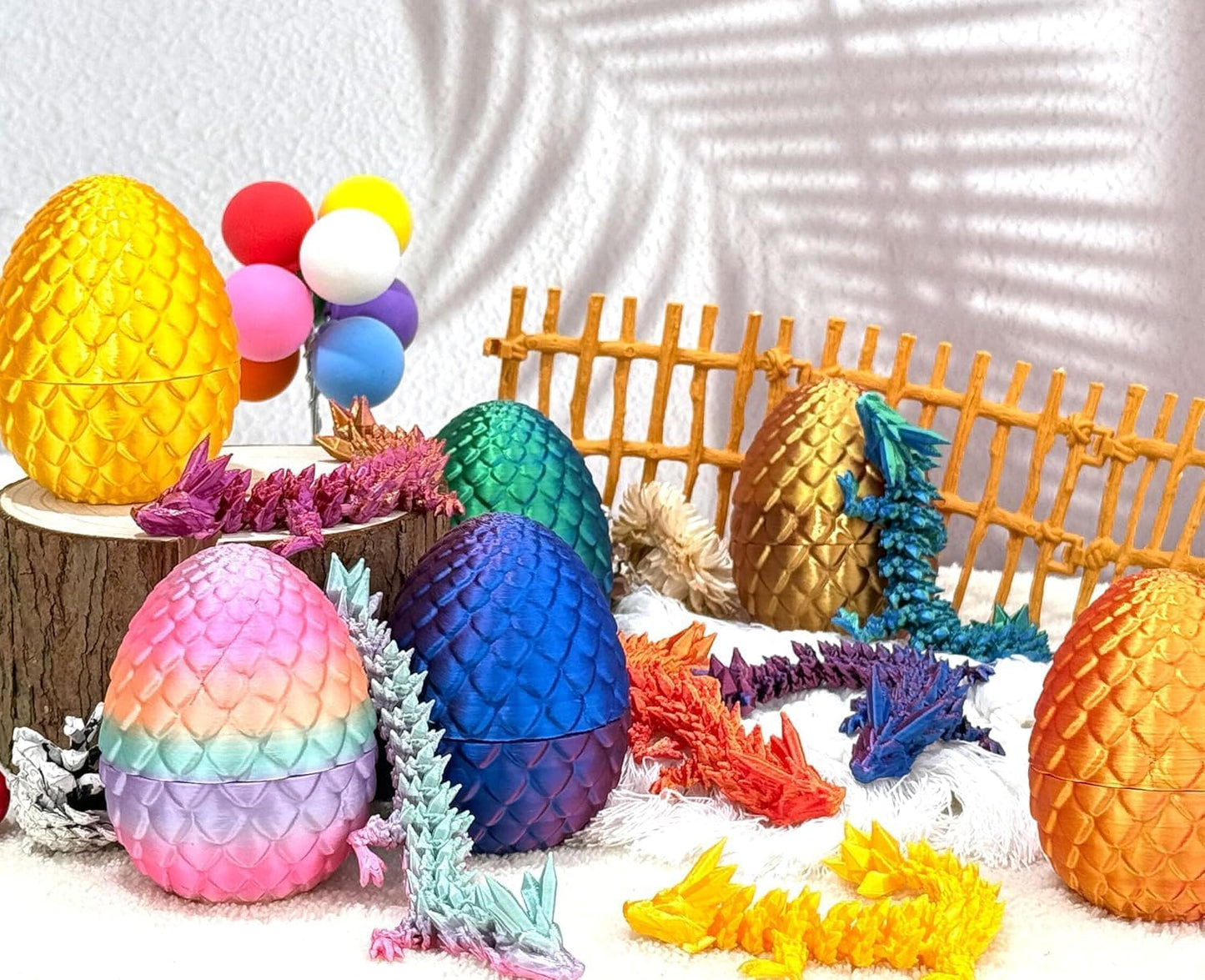 Rapean 6-Pack 3D Printed Dragon Eggs with Surprise Dragon Inside – Mini Easter Toys, Desk Decor, Fidget & Mystery Crystal Gifts