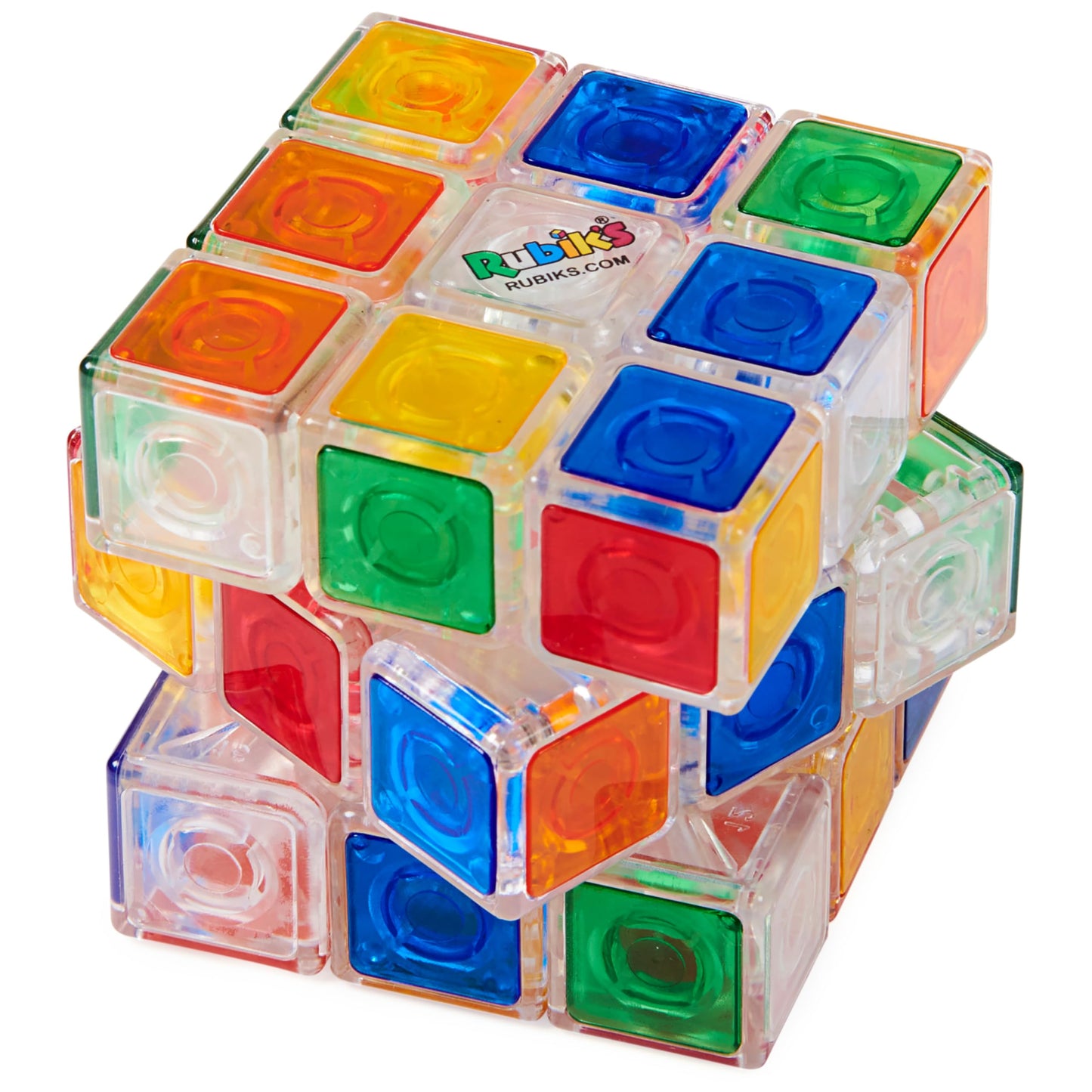 Rubik’s Crystal Cube 3x3 Transparent Puzzle – Color-Matching Brain Teaser, Twisting Fidget Toy & Sensory Game for Kids, Teens & Adults 8+