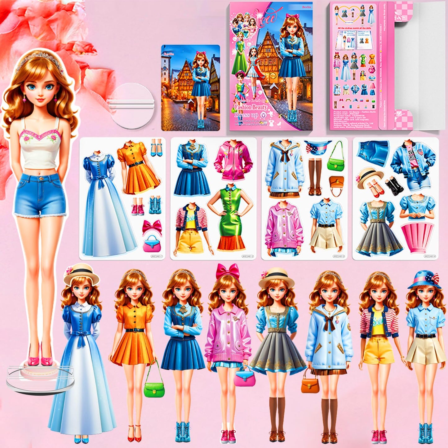 Magnetic Dress-Up Princess Dolls for Girls – Travel-Friendly Magnet Paper Dolls, Creative Learning & Imaginative Play, Birthday Gift